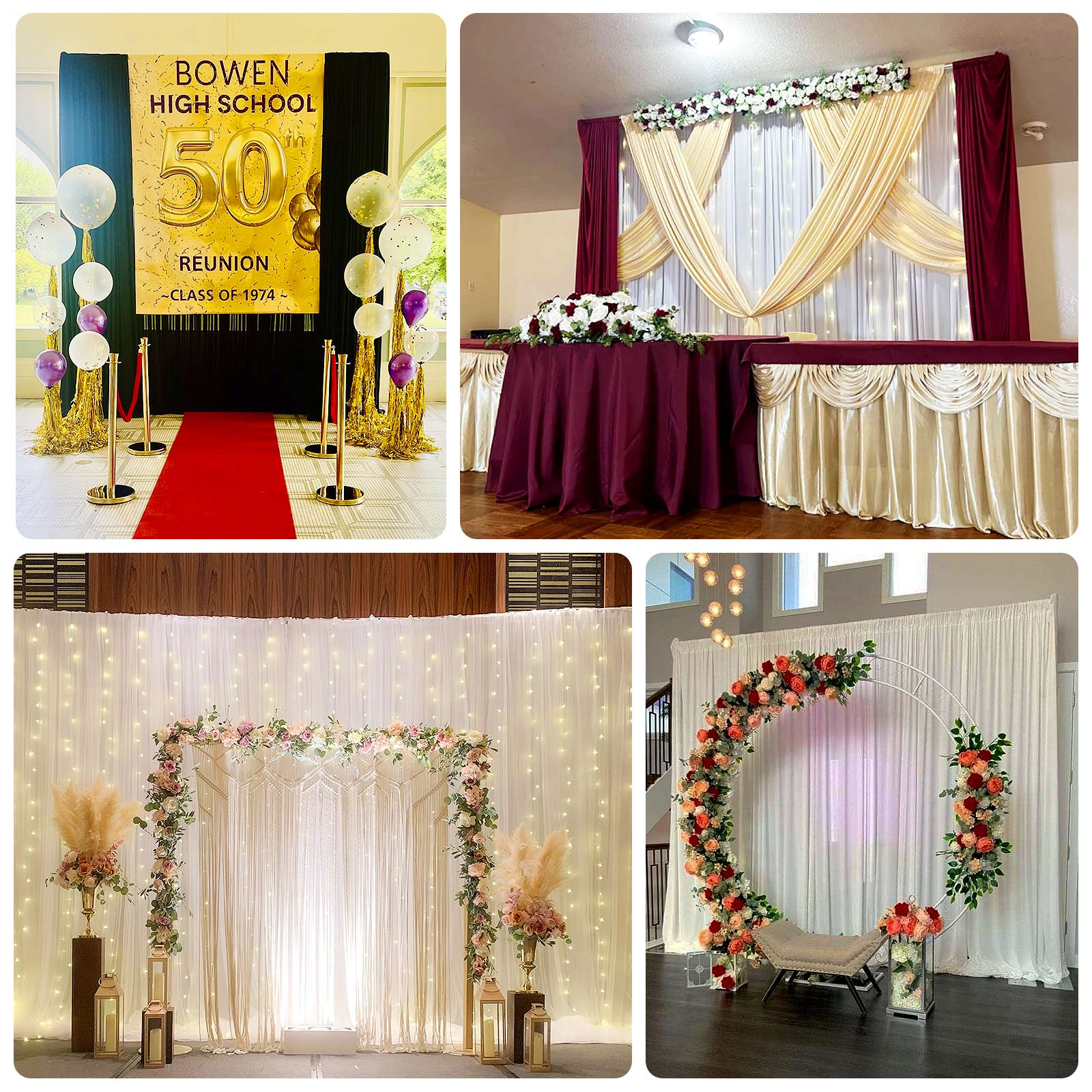12ft Aluminum Adjustable Backdrop Stand with Heavy Steel Base Plate, Commercial Grade DIY Pipe and Drape Photography Background Frame