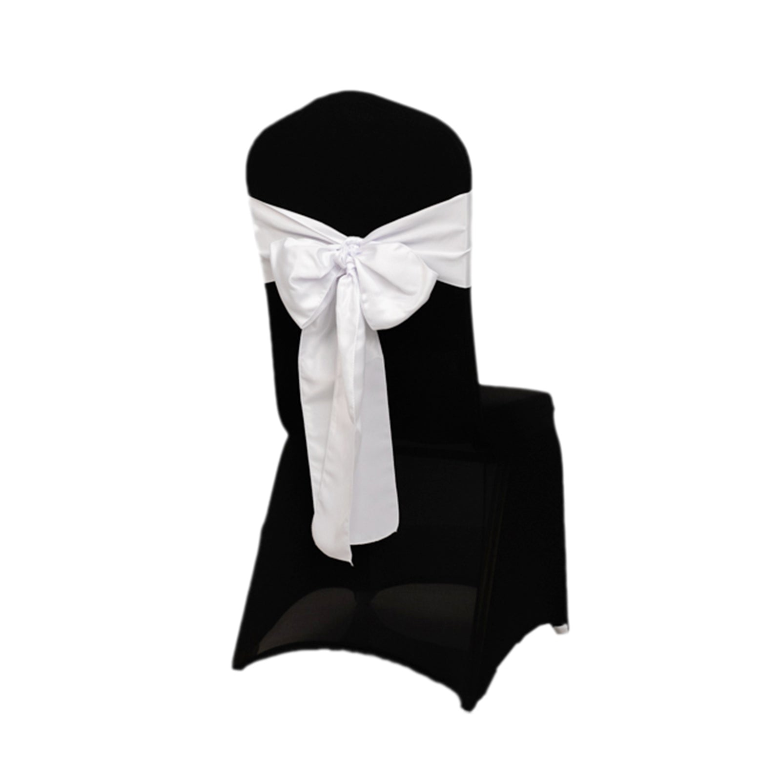 5 Pack Lamour Satin 6x106 Chair Sashes White - Stylish Reusable Decorative Bows for Weddings & Gatherings