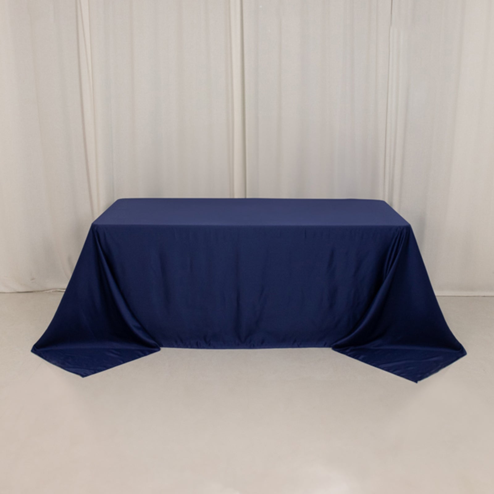 Lamour Satin 90x132 Rectangle Tablecloth Navy Blue - Soft & Silk-Like Seamless Table Cover