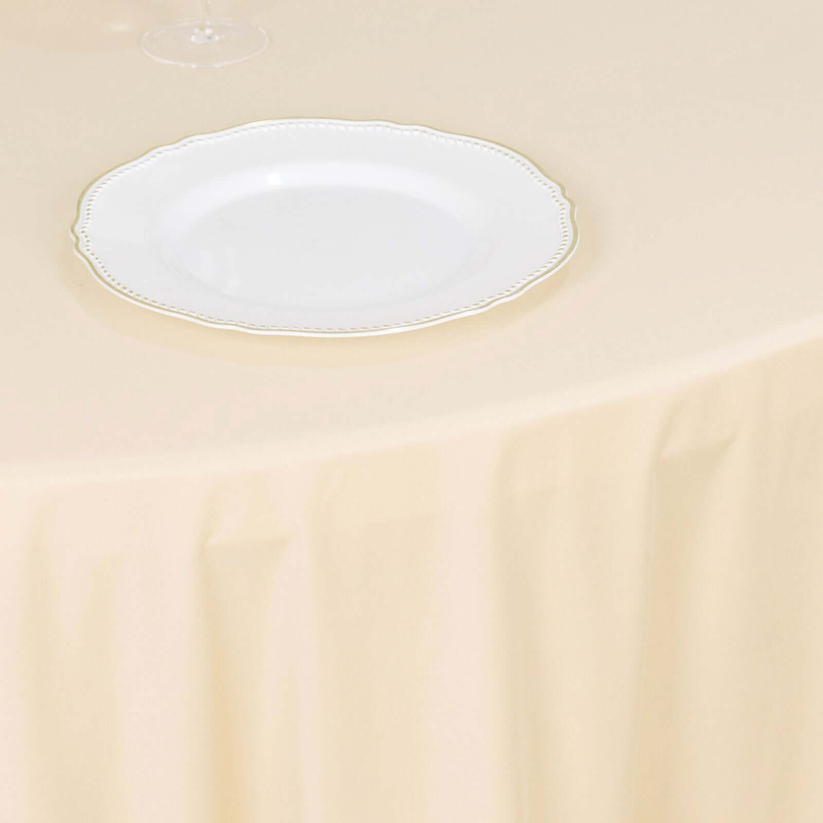 Premium Scuba Round 120 Tablecloth Beige - Wrinkle Free & Stain Resistant Seamless Table Cover