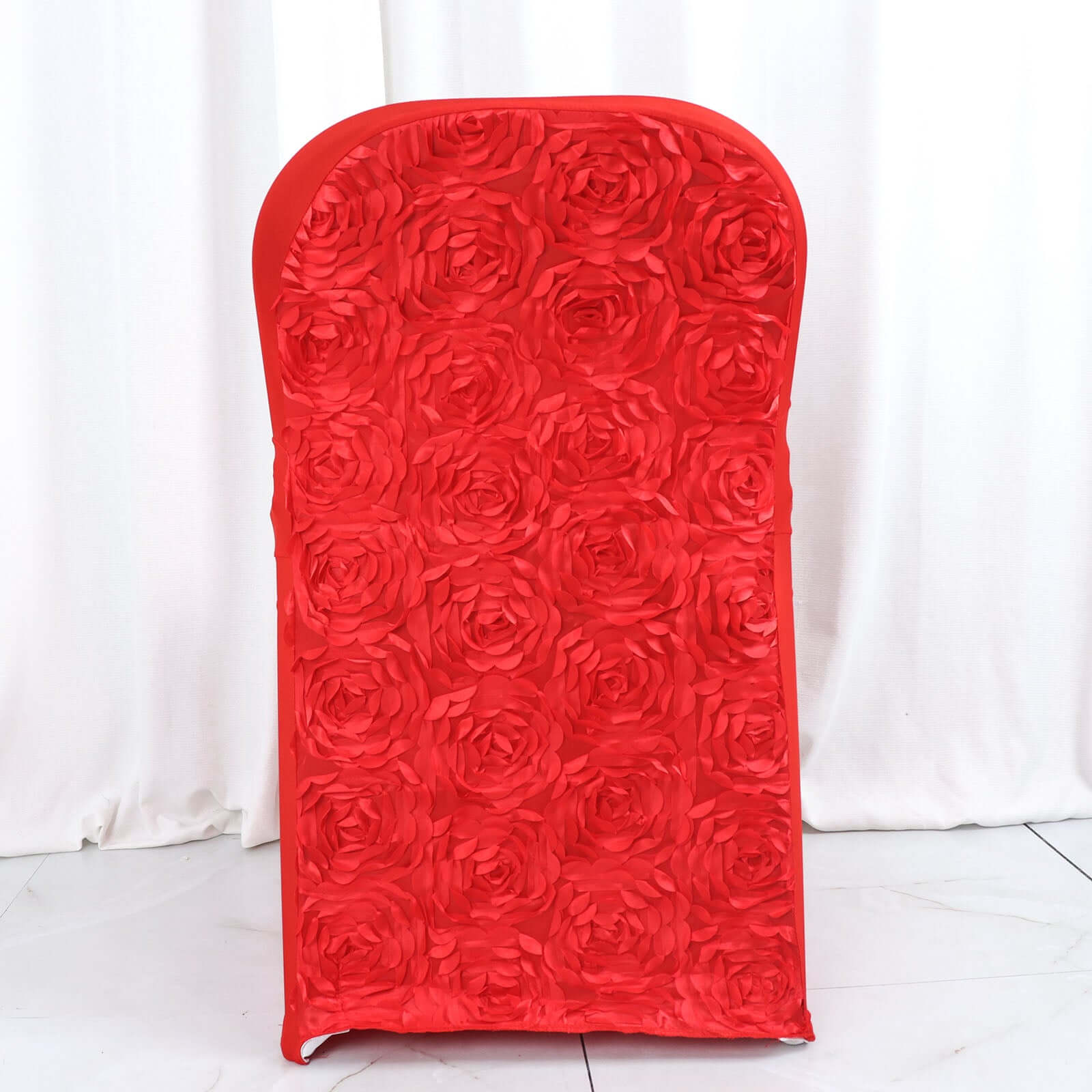 Spandex Chair Cover Red for Folding Chairs - Durable Stretch Fitted Slipcover with Satin Rosette Design