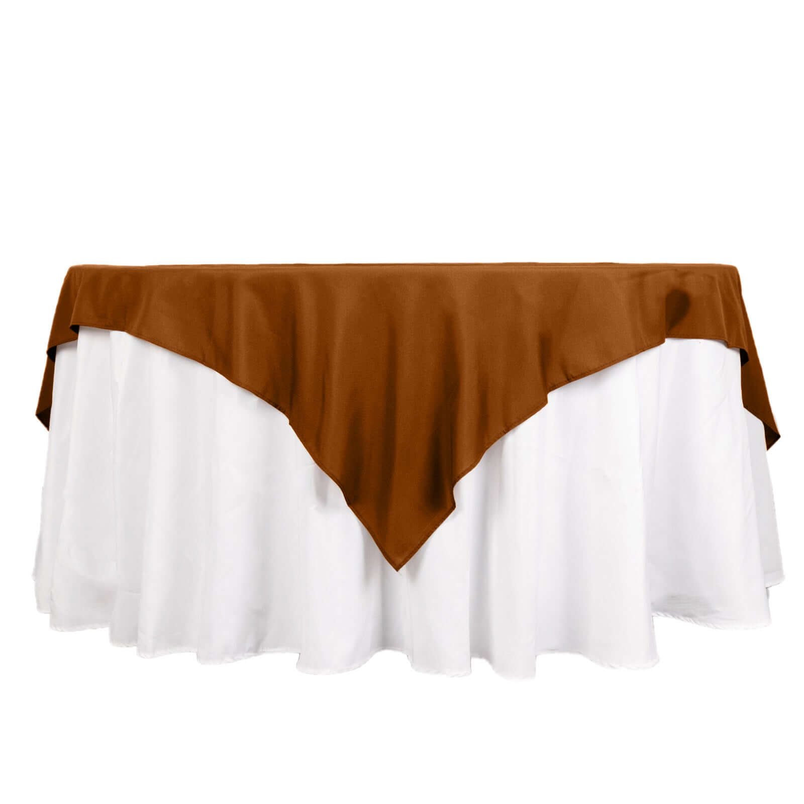 Polyester 70x70 Table Overlay Square Tablecloth Cinnamon Brown - Wrinkle-Resistant & Durable Table Cover