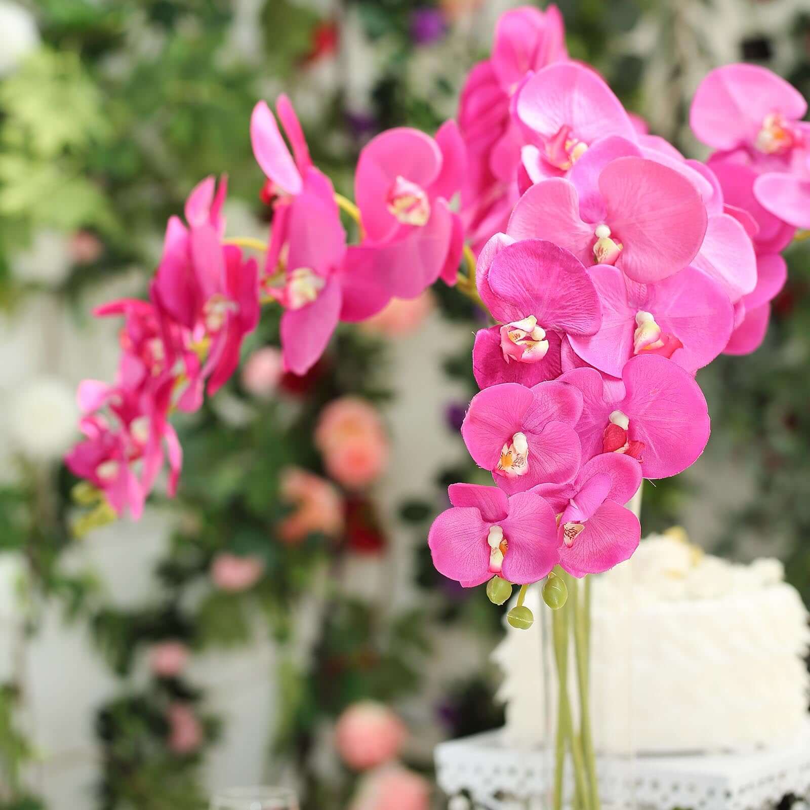 2 Stems 40 Tall Fuchsia Artificial Silk Orchid Flower Bouquets