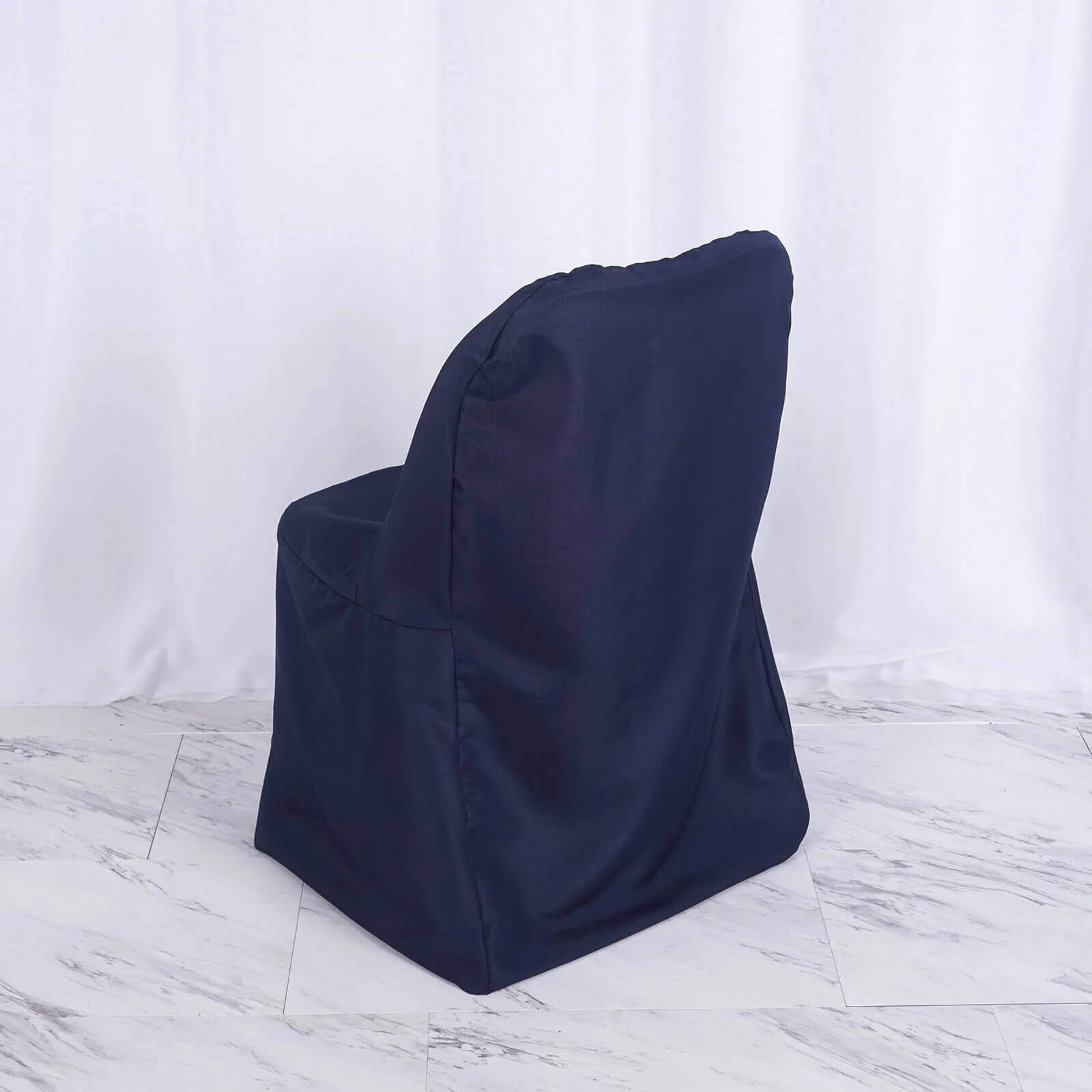 10 Pack Polyester Chair Covers for Folding Chairs Navy Blue - Wrinkle-Free Stain-Resistant Slip-On Slipcovers