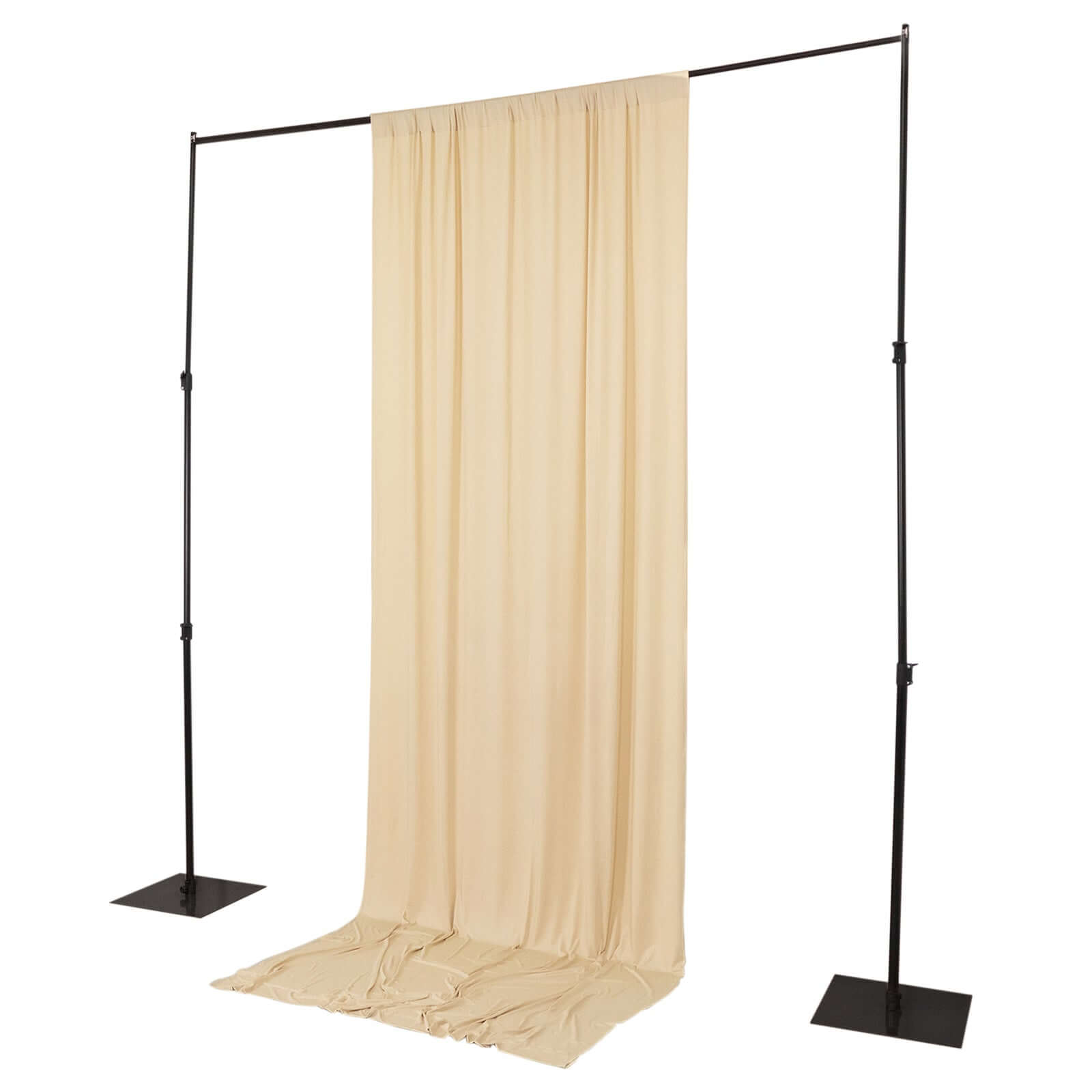 Beige 4-Way Stretch Spandex Event Curtain Drapes, Wrinkle Free Backdrop Event Panel with Rod Pockets - 5ftx12ft