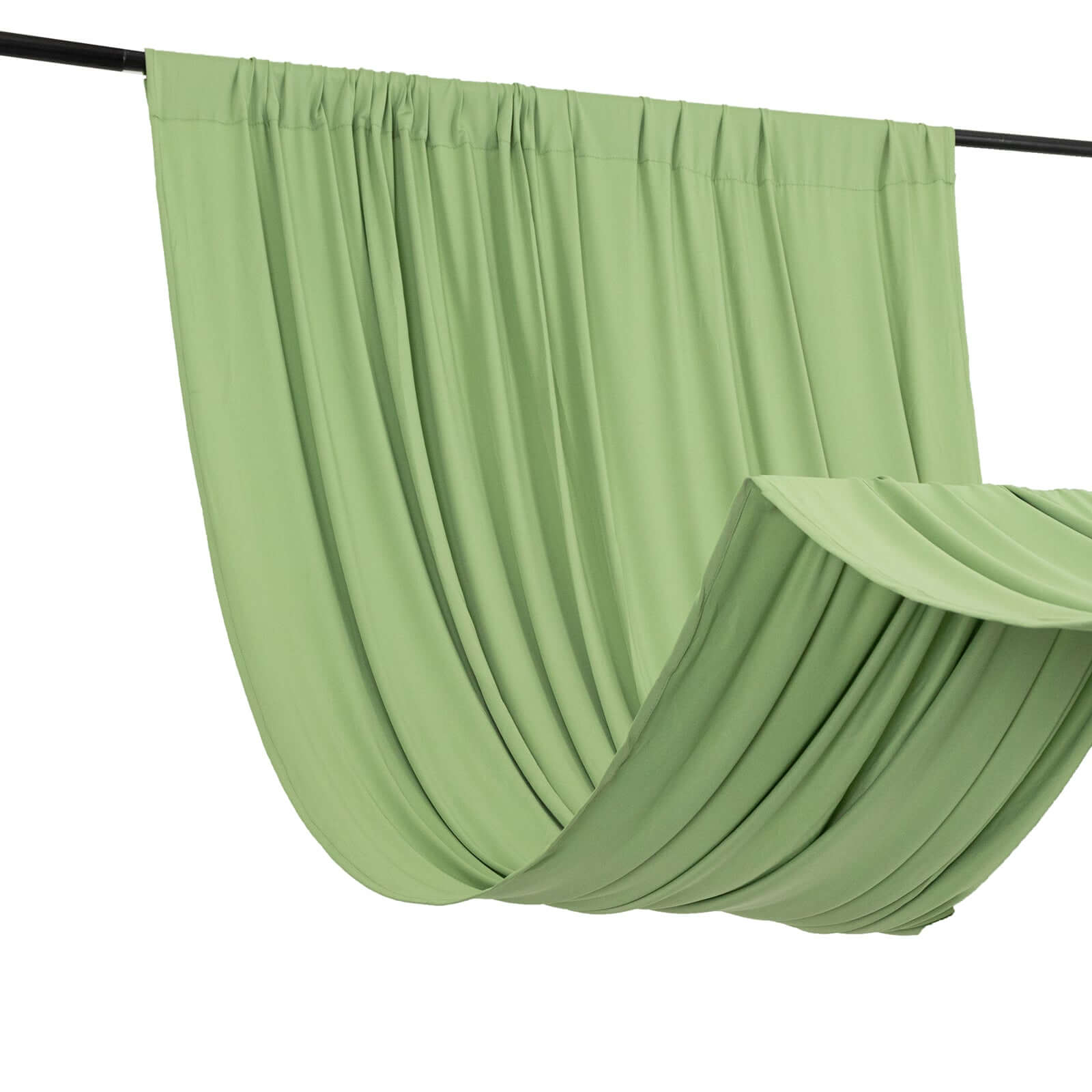 Sage Green 4-Way Stretch Spandex Event Curtain Drapes, Wrinkle Free Backdrop Event Panel with Rod Pockets - 5ftx10ft