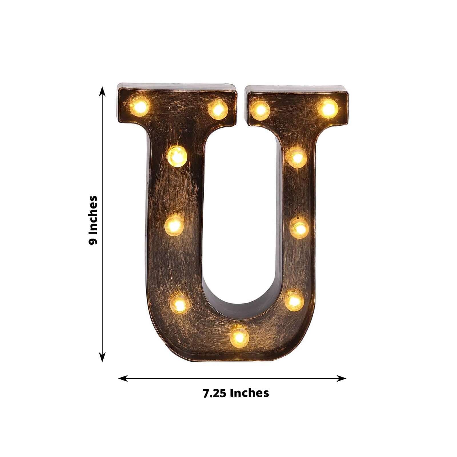 LED Marquee Letter U Industrial Style Antique Black - Light-Up Alphabet Sign for Weddings & Displays 9