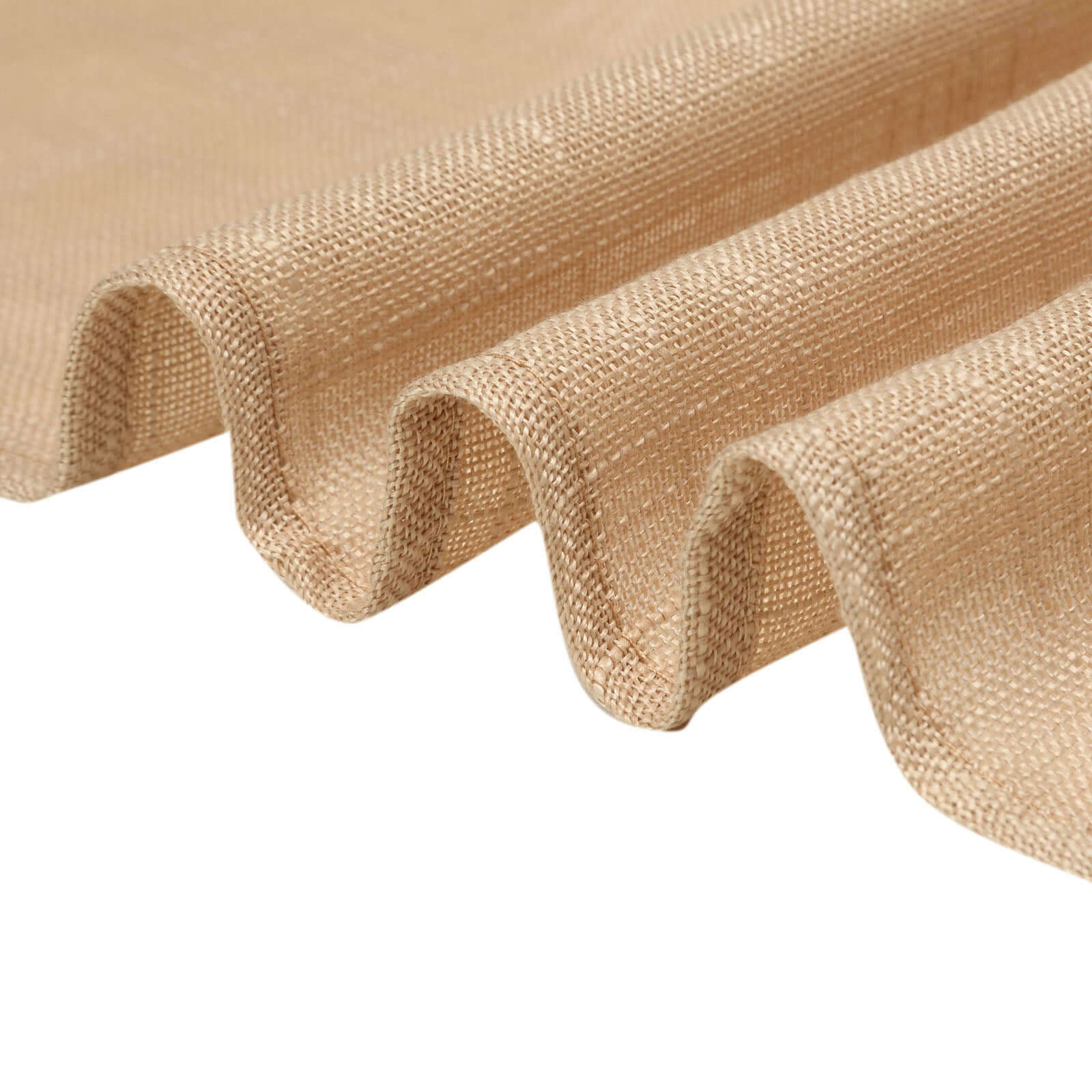 Faux Linen 120 Round Tablecloth Natural - Slubby Texture Wrinkle-Resistant Seamless Table Cover