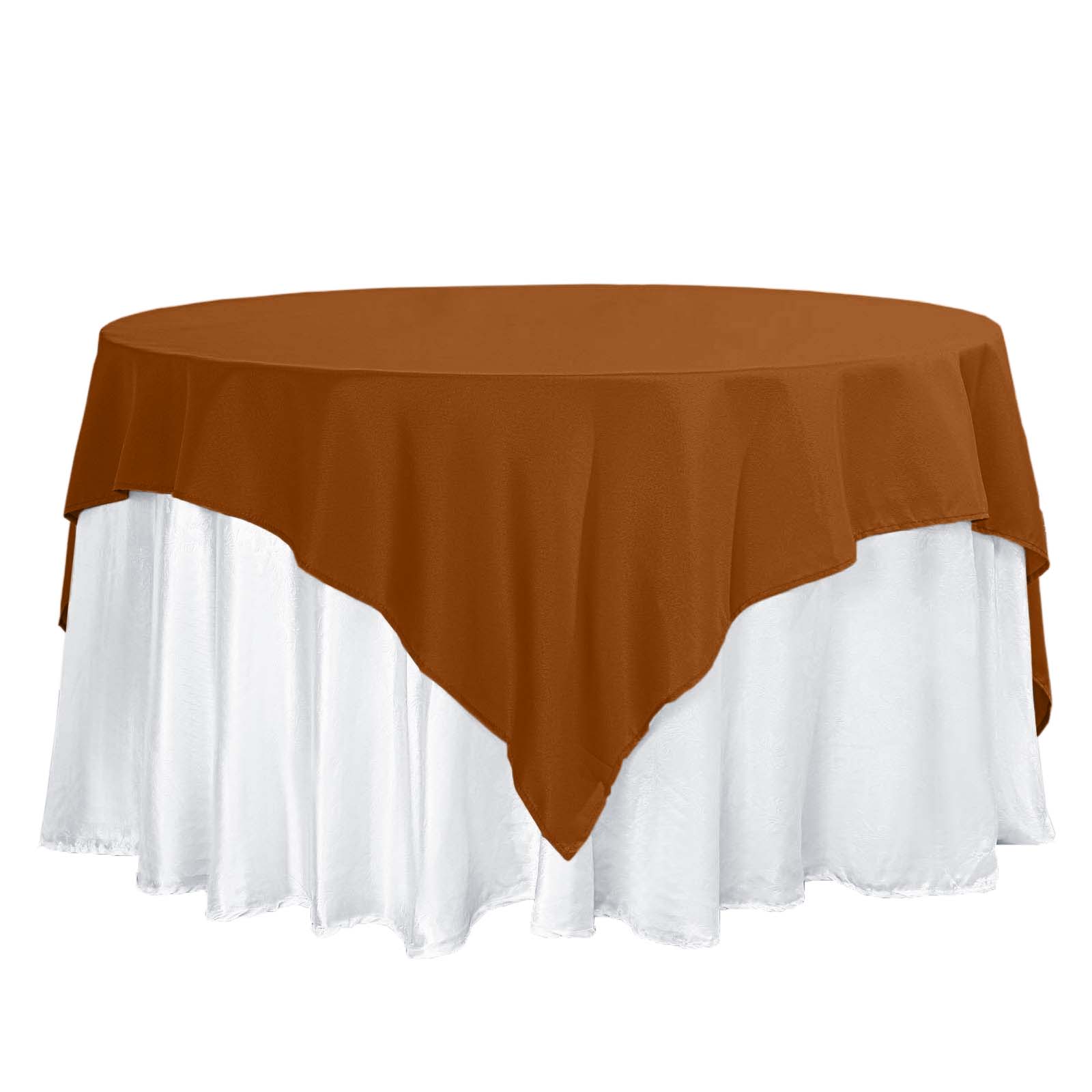 Polyester 70x70 Table Overlay Square Tablecloth Cinnamon Brown - Wrinkle-Resistant & Durable Table Cover