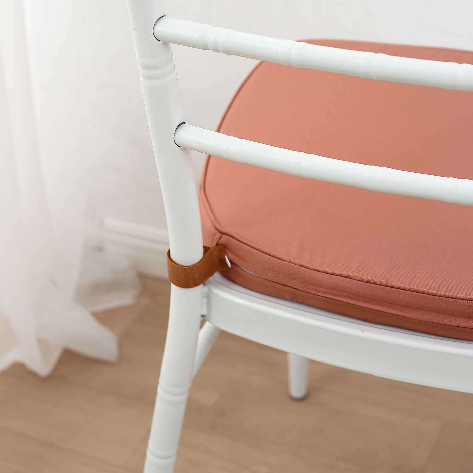 Chiavari Chair Cushion with 1.5 Thick Memory Foam and Ties Terracotta (Rust) - Stylish Removable Cover for Comfort