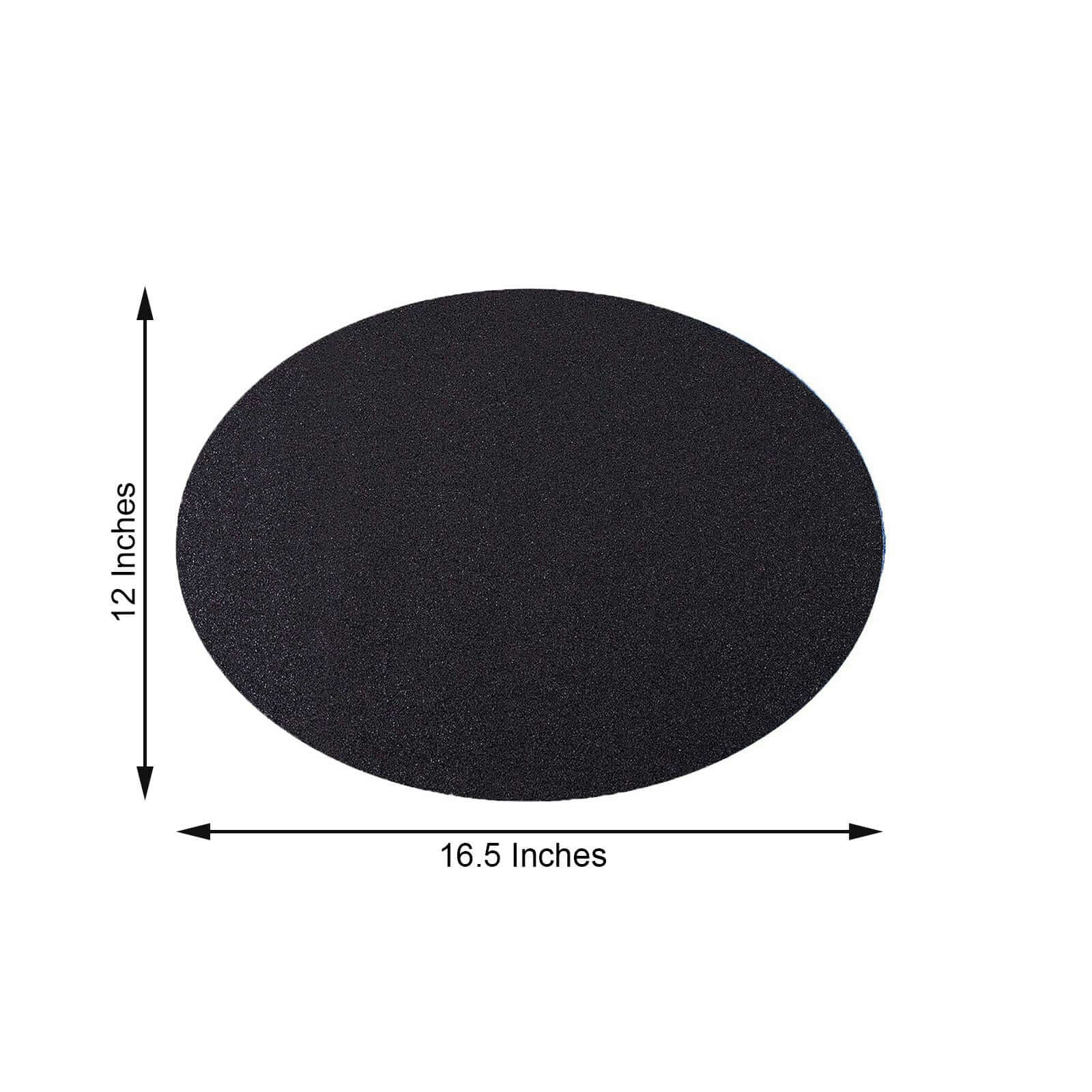 6-Pack Placemats Glitter Design Black Sparkle Oval - Non-Slip Decorative Table Mats for Dining 12x18