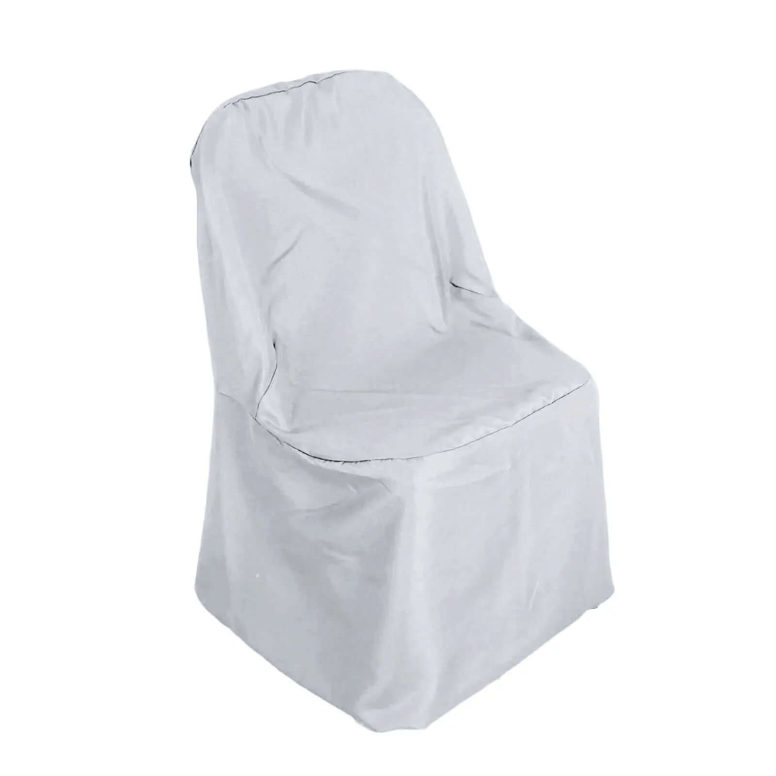 10 Pack Polyester Chair Covers for Folding Chairs Silver - Wrinkle-Free Stain-Resistant Slip-On Slipcovers