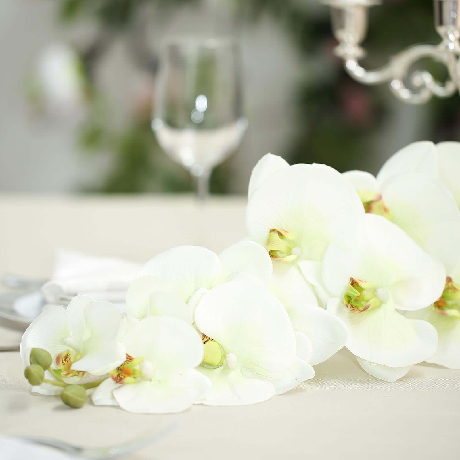 2 Stems 40 Tall Cream Artificial Silk Orchid Flower Bouquets