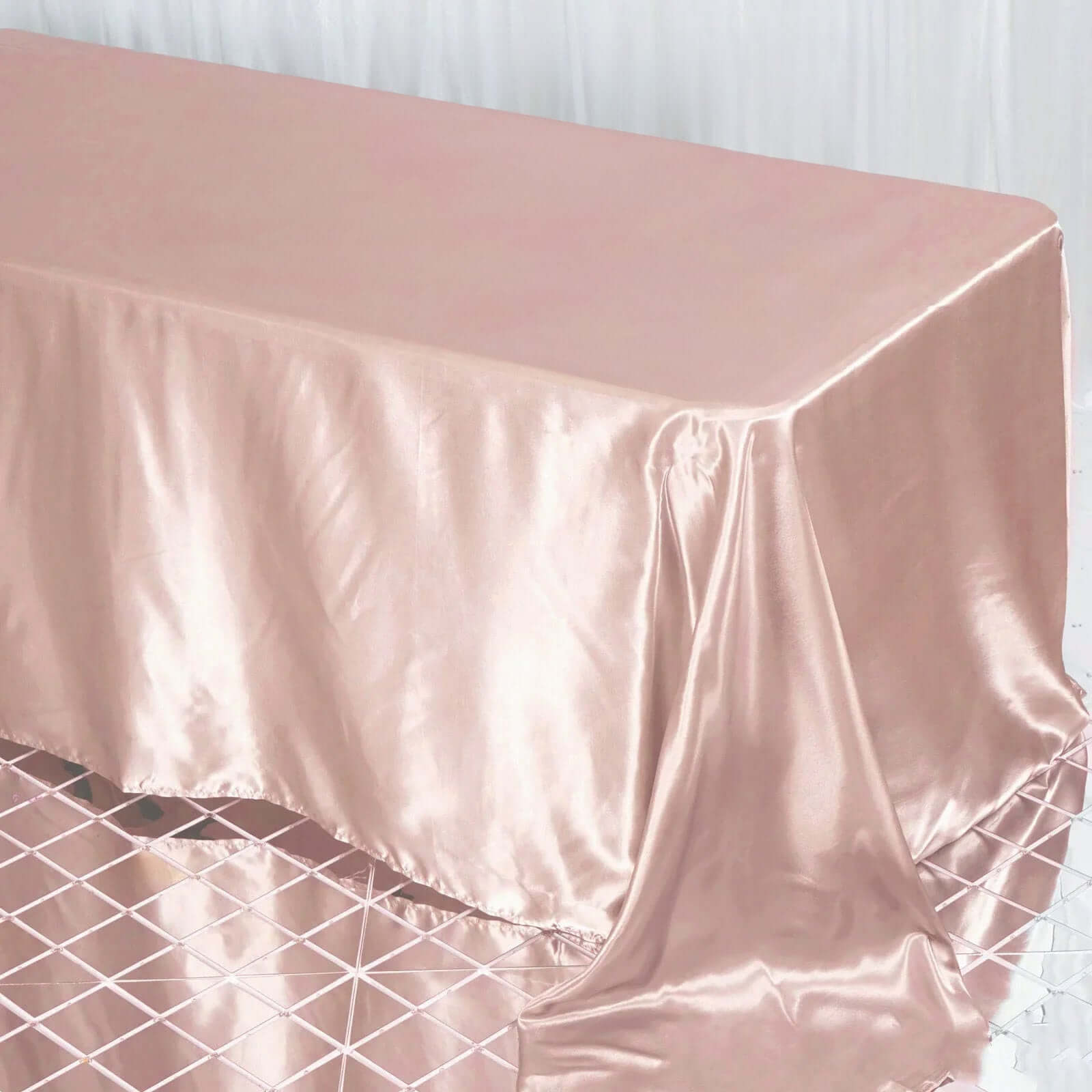 Satin Rectangular 90x132 Tablecloth Dusty Rose Satin - Seamless Table Cover