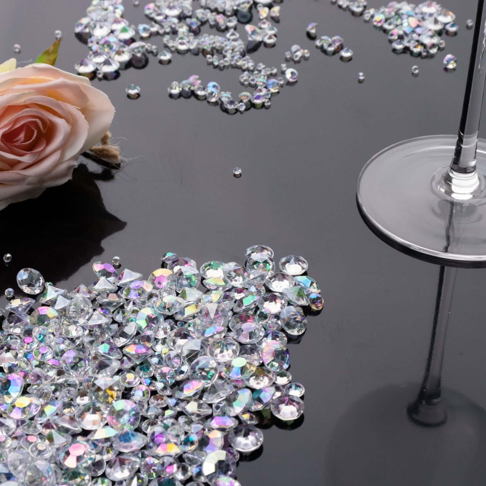 4000 Pcs Acrylic Diamond Vase Fillers Iridescent - Lustrous DIY Beads & Table Scatters for Wedding Decor 3mm, 6mm, 10mm