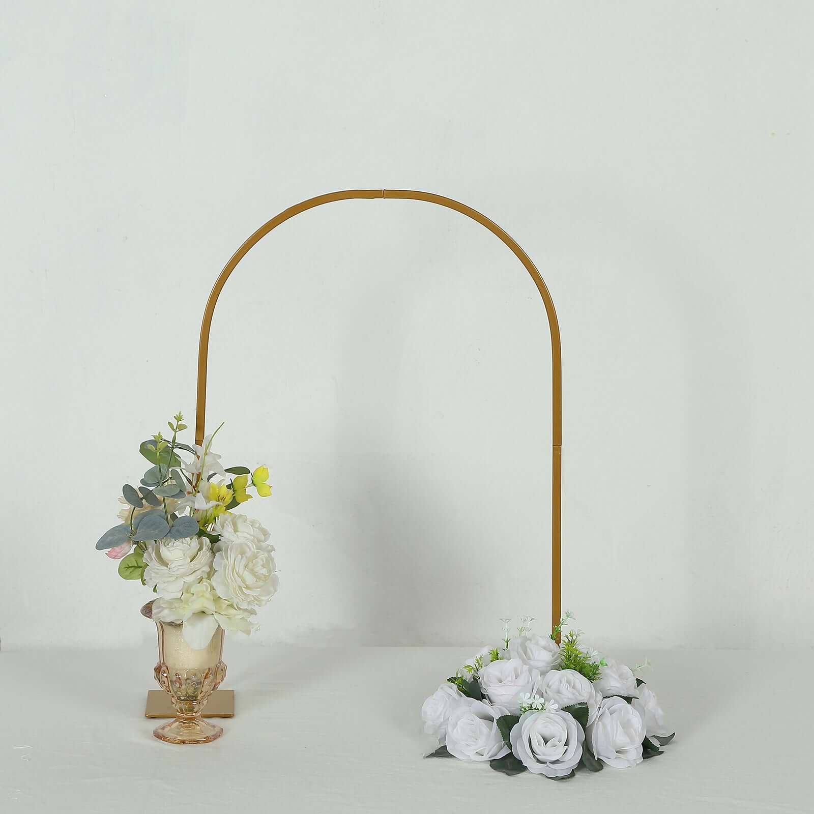 Gold Metal Chiara Arch Table Centerpiece with Rounded Top - Detachable Flower Stand Frame for Weddings 35