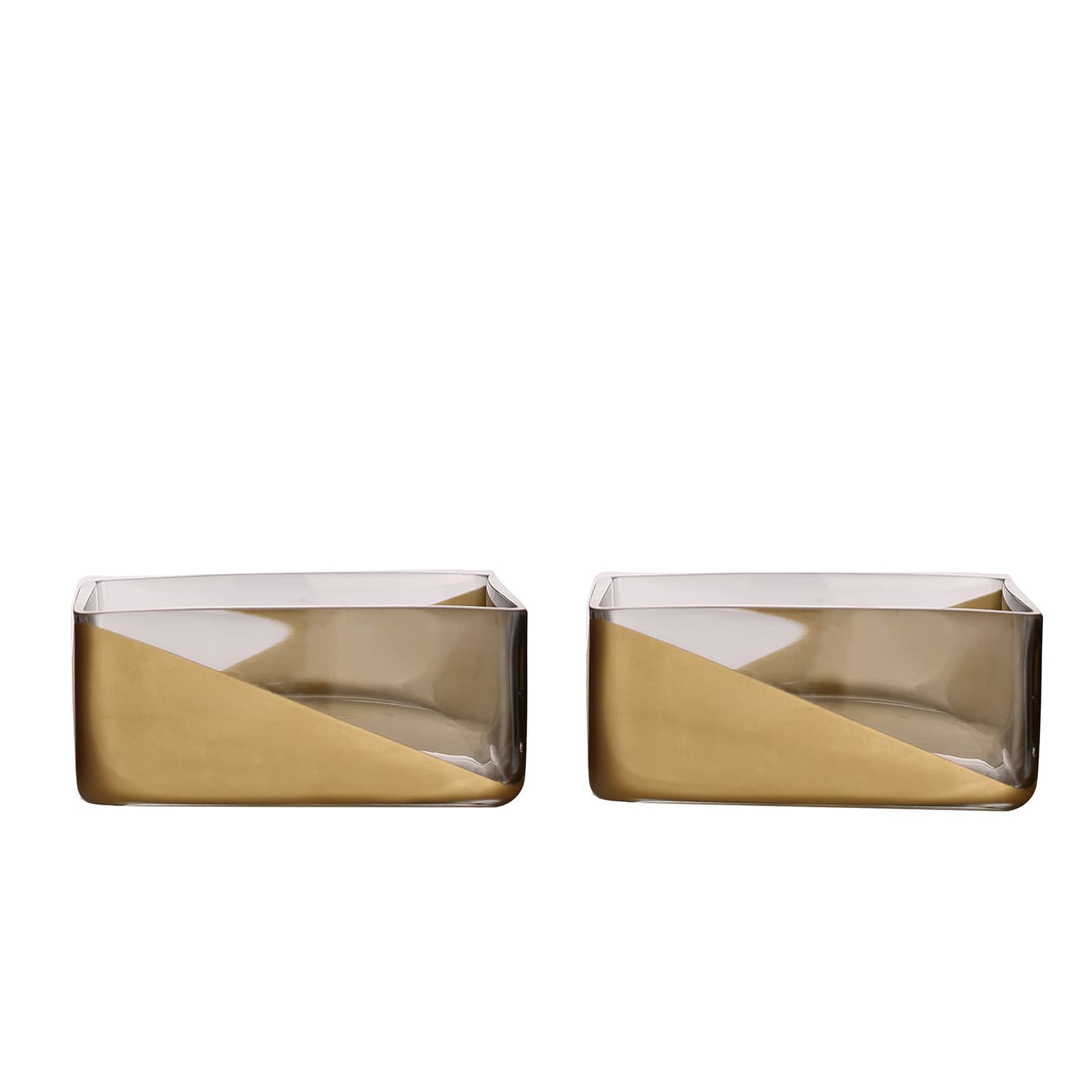 2-Pack Glass Vases Square Design Gold Dipped - Decorative Candle Holders for Floral Centerpieces 6