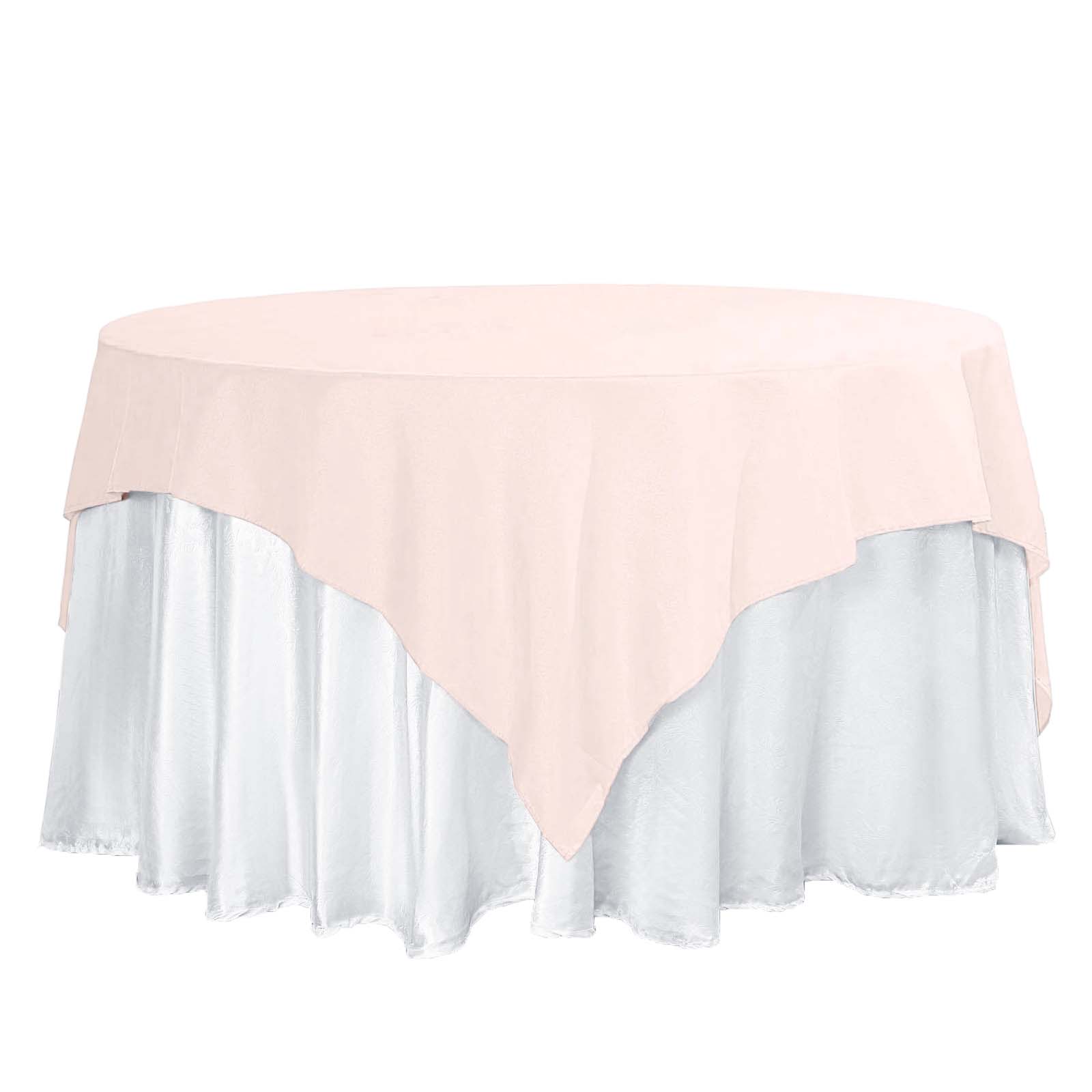 Polyester 70x70 Table Overlay Square Tablecloth Blush - Wrinkle-Resistant & Durable Table Cover