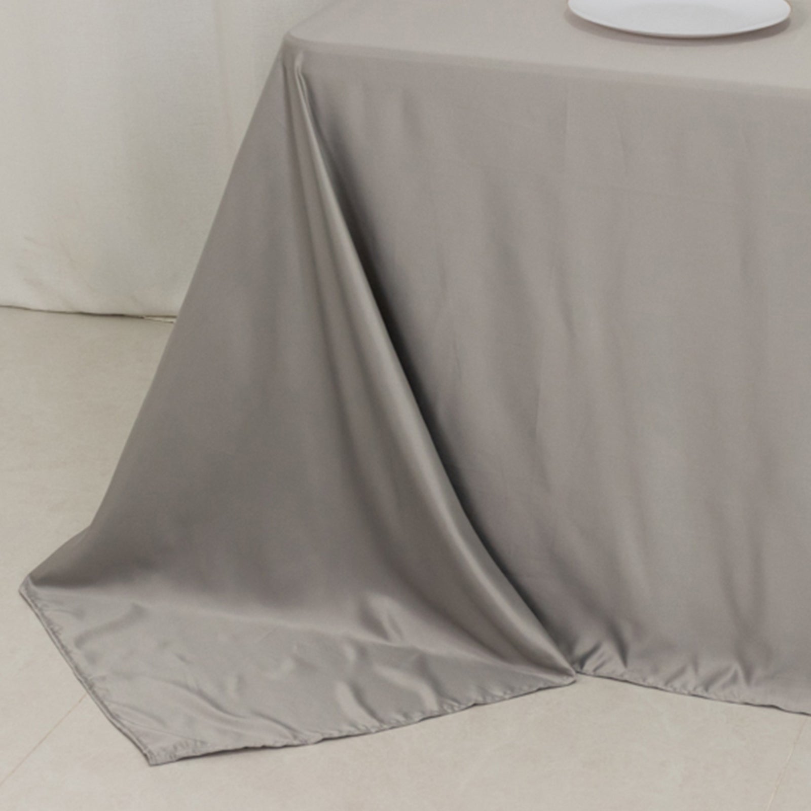 Lamour Satin 90x132 Rectangle Tablecloth Silver - Soft & Silk-Like Seamless Table Cover