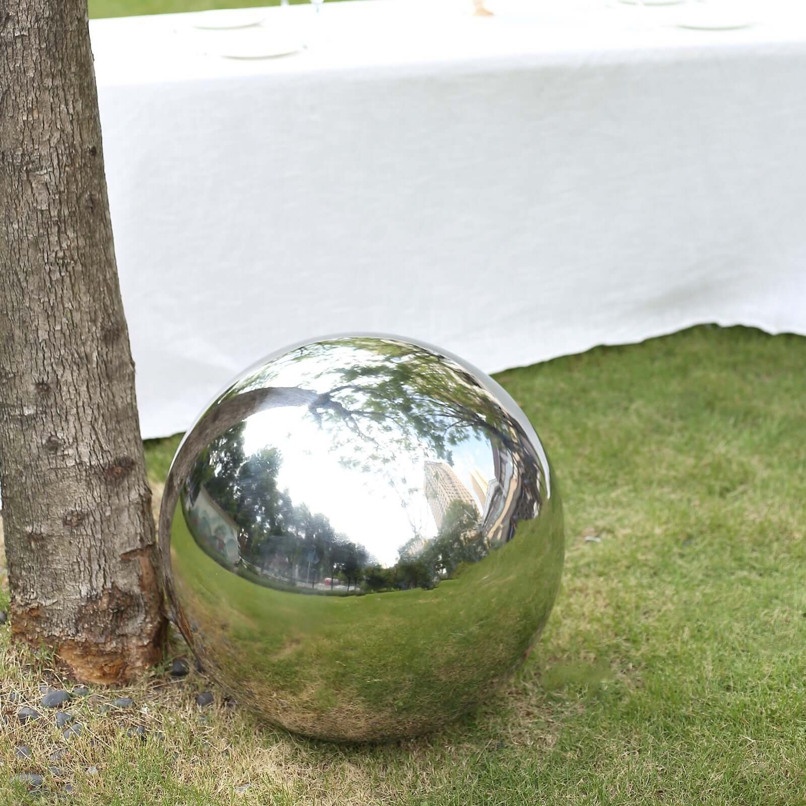 Gazing Globe Mirror Ball Reflective Hollow Stainless Steel Silver Sphere - Decorative Garden Display Ornament 22