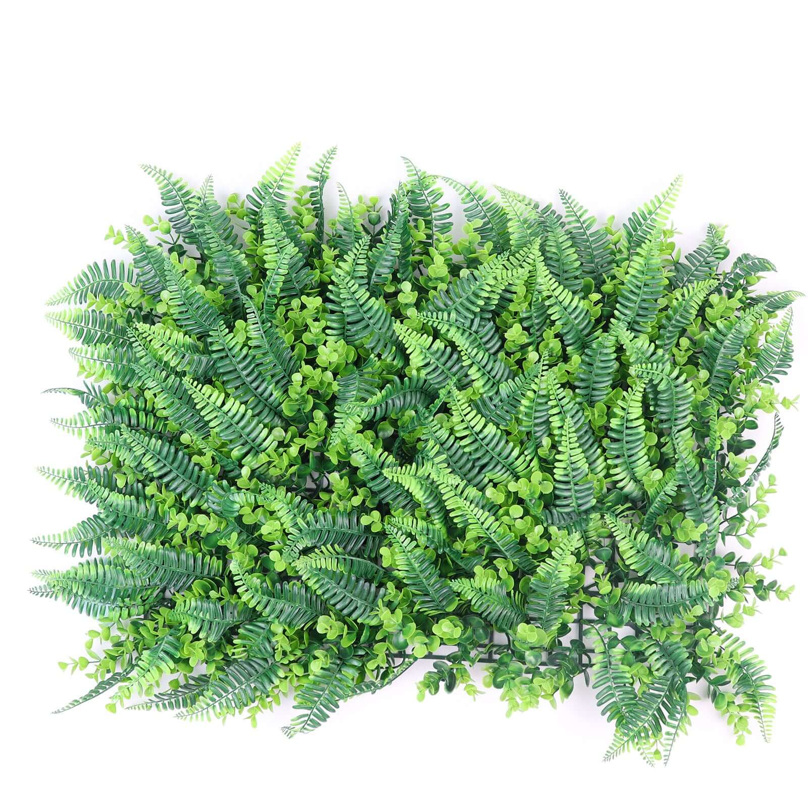 12 Sq. ft. Artificial Boston Fern Eucalyptus Boxwood Greenery Garden Wall, Grass Backdrop Mat, Indoor Outdoor UV Protected Assorted Foliage - 4 Panels