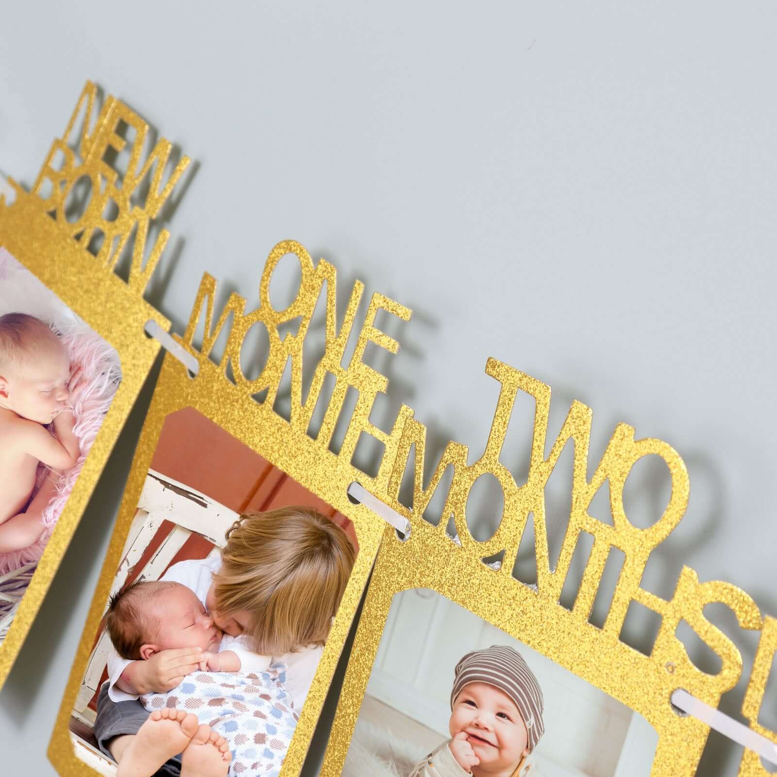 12 Month Milestone 1st Birthday Party Photo Backdrop Hanging Banner, Baby Photo Garland Banner - 5.5ft