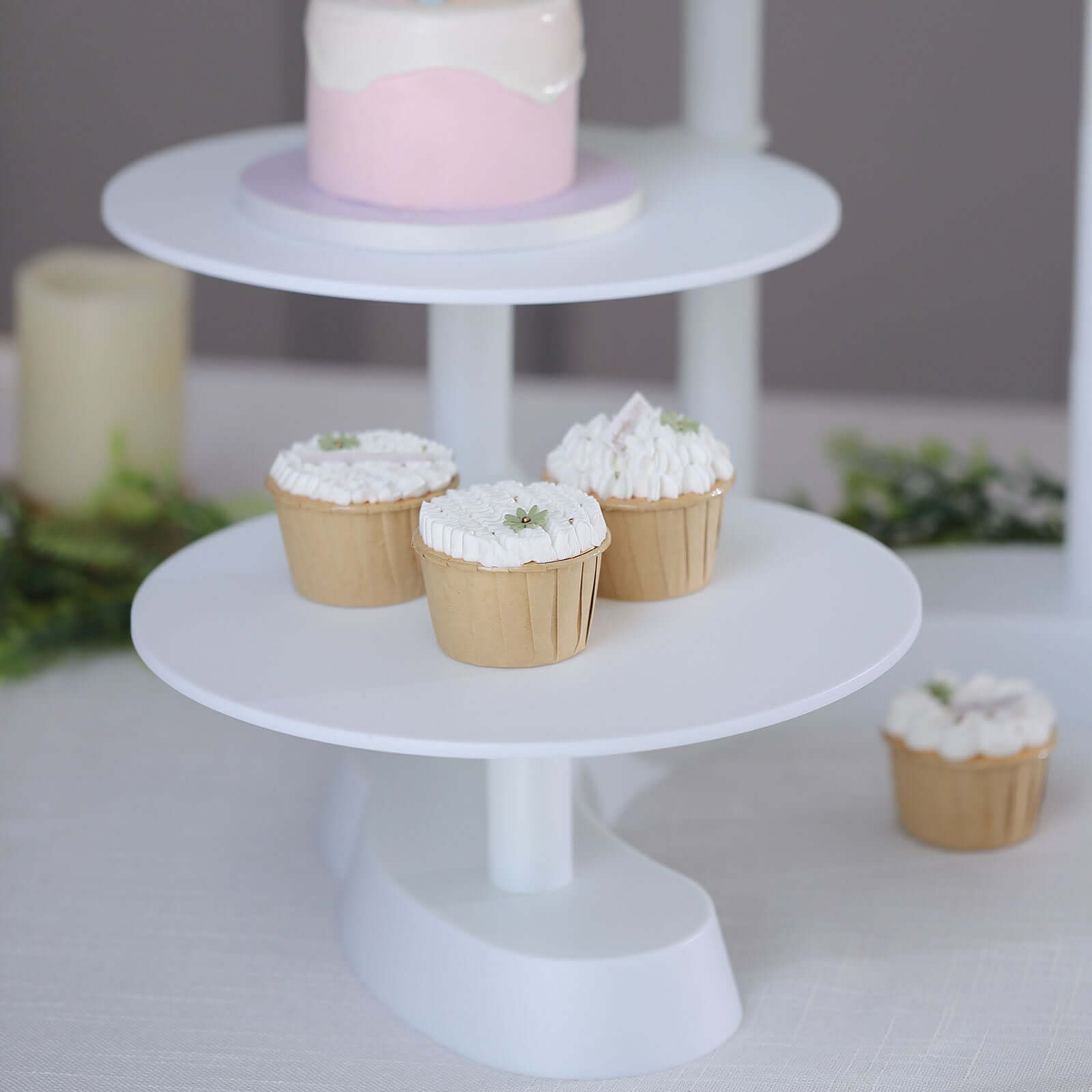 4-Tier Plastic Cake Stand with Half Moon Base White - Space Saving Multi-layer Cupcake Holder Dessert Tower for Weddings Tea Parties & Home Gatherings 17