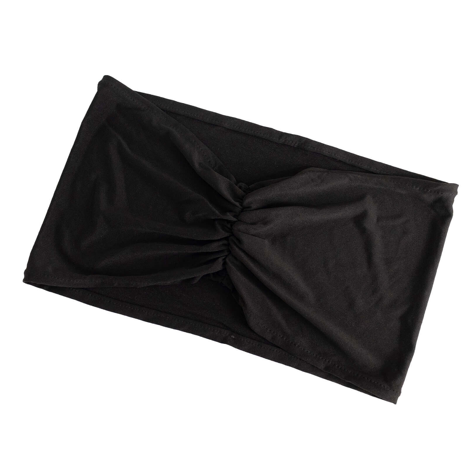 5 Pack Spandex Chair Sashes Black Ruffled Style - Wide Easy to Use Stretch Chair Bands 8x13