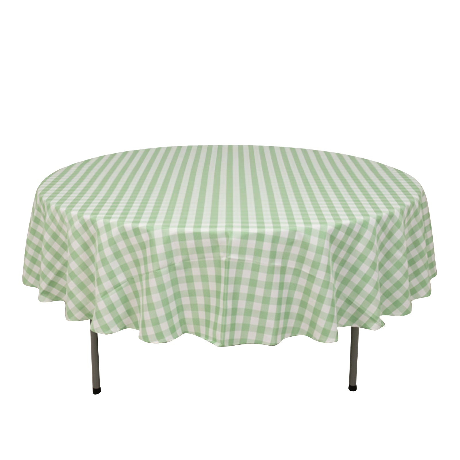 Polyester 90 Round Tablecloth White/Sage Green - Checkered Buffalo Plaid Table Cover