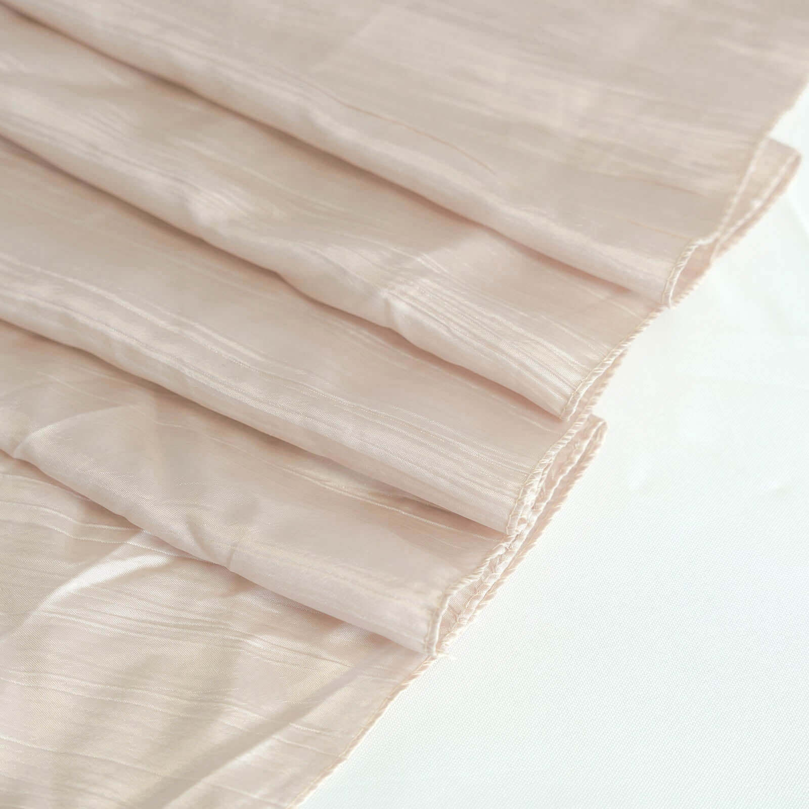 Taffeta 90x132 Rectangle Tablecloth Beige - Seamless Accordion Crinkle Table Cover