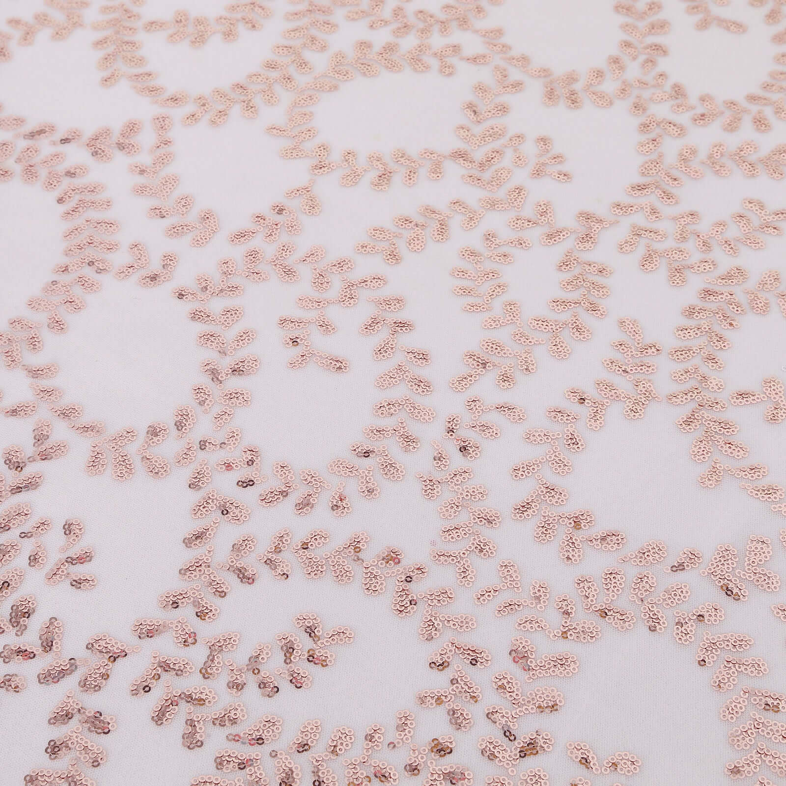 Tulle 72x72 Table Overlay Square Tablecloth Rose Gold - Sequin Leaf Embroidered Table Topper