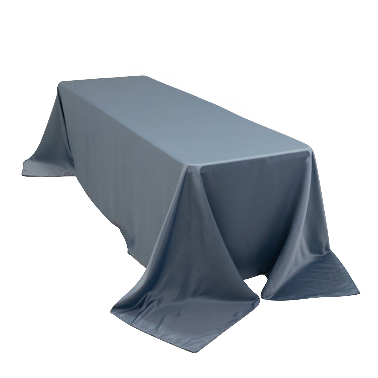 Lamour Satin 90x156 Rectangle Tablecloth Dusty Blue - Luxurious, Soft Seamless Table Cover