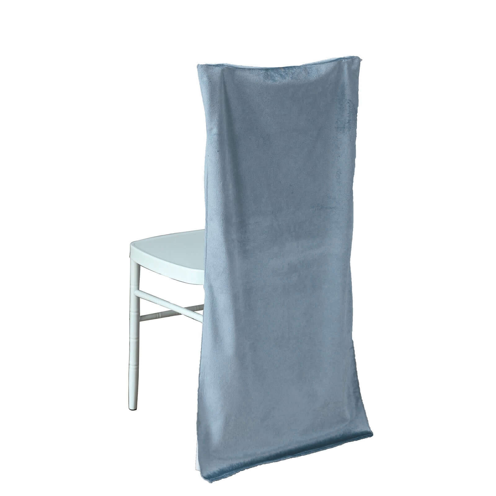 Velvet Chair Back Slipcover for Chiavari Chairs Dusty Blue - Soft and Smooth Solid Chair Back Cover Cap