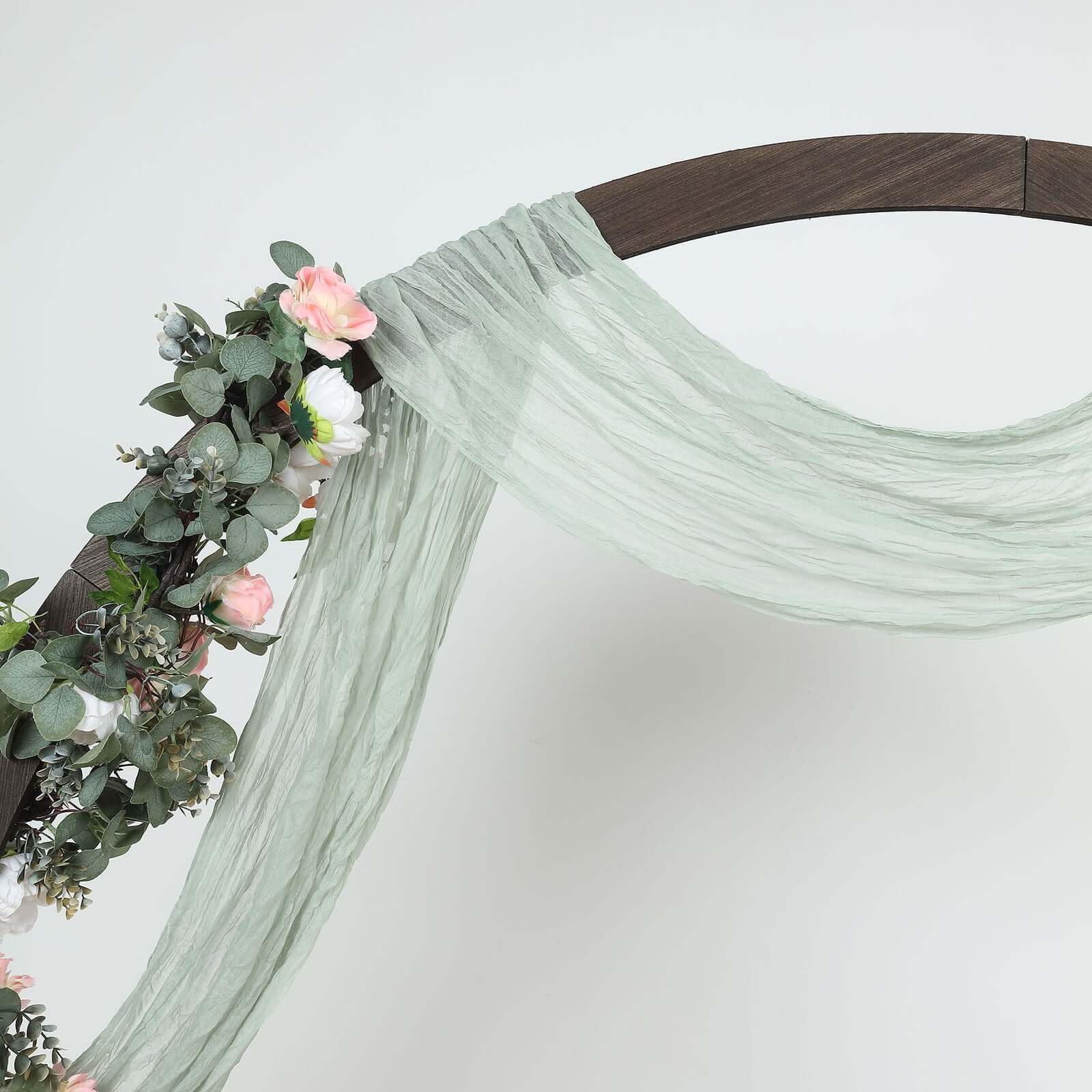 20ft Sage Green Gauze Cheesecloth Fabric Wedding Arch Drapery, Window Scarf Valance, Boho Decor Arbor Curtain Panel