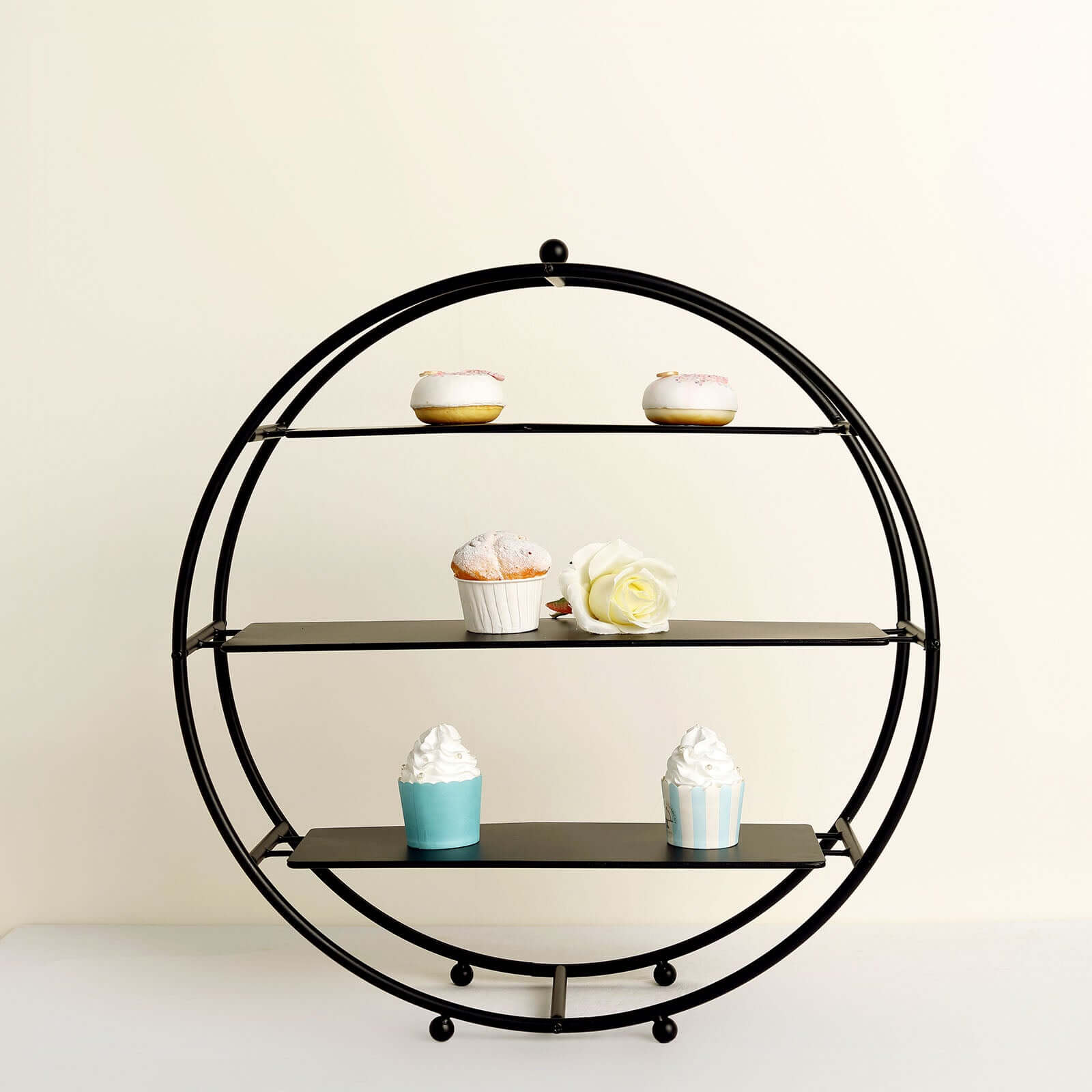 3-Tier Metal Round Cupcake Stand Matte Black - Stylish Dessert Holder Appetizer Display for Modern Weddings Dessert Buffets & Celebrations 21