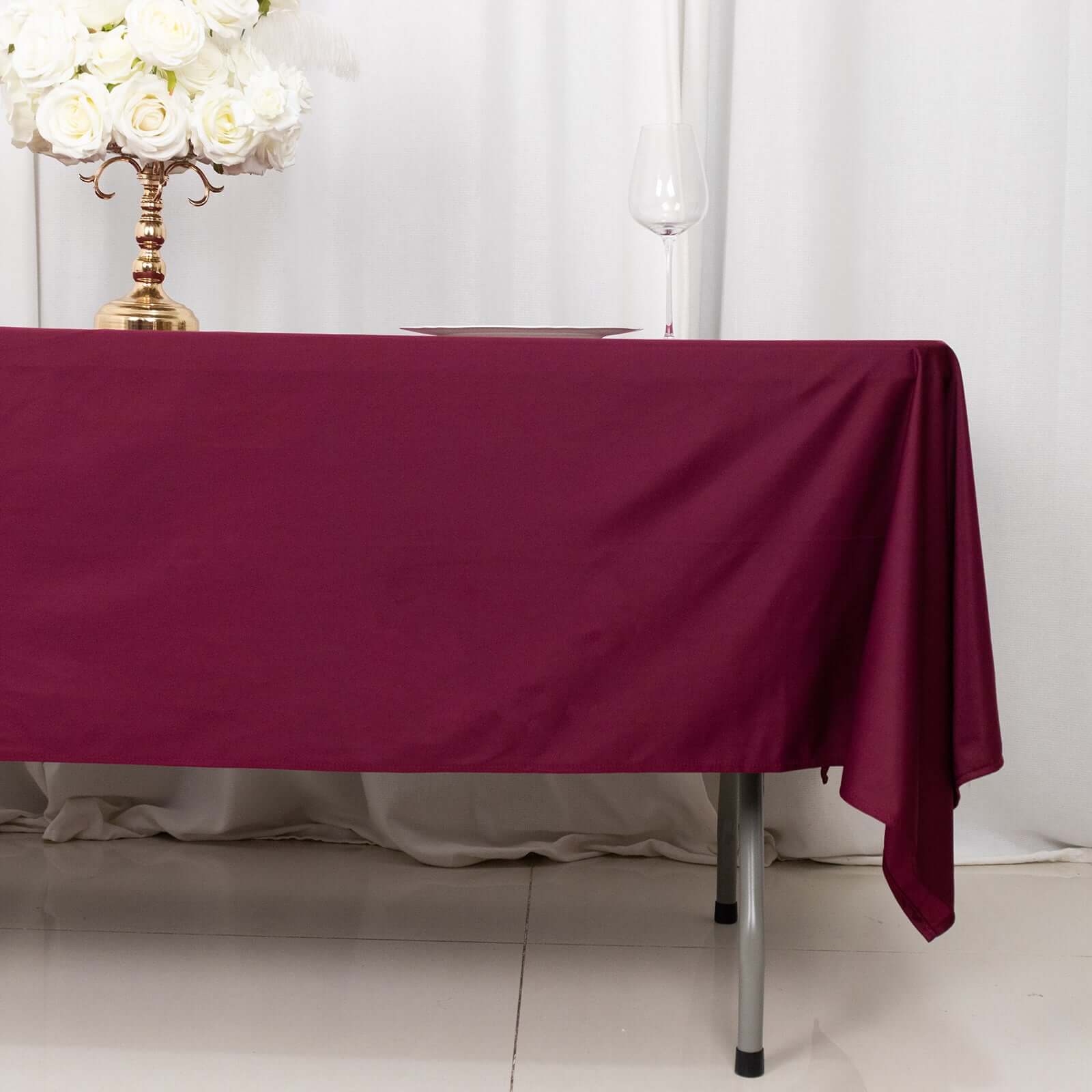 Premium Scuba Rectangular 60x102 Tablecloth Burgundy - Wrinkle Free & Stain Resistant Table Cover