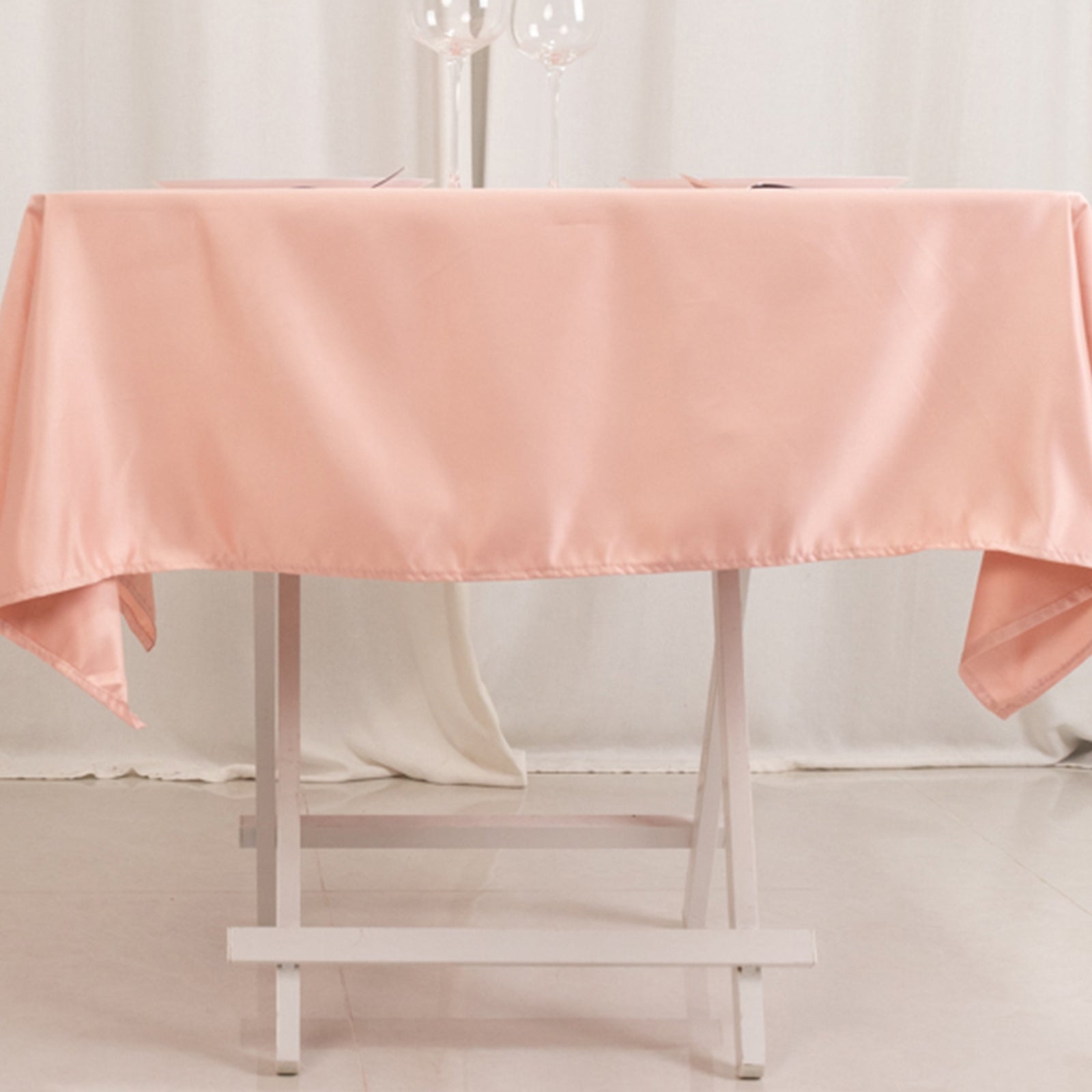 Lamour Satin 54x54 Square Tablecloth Dusty Rose - Durable & Silk-Like Table Cover