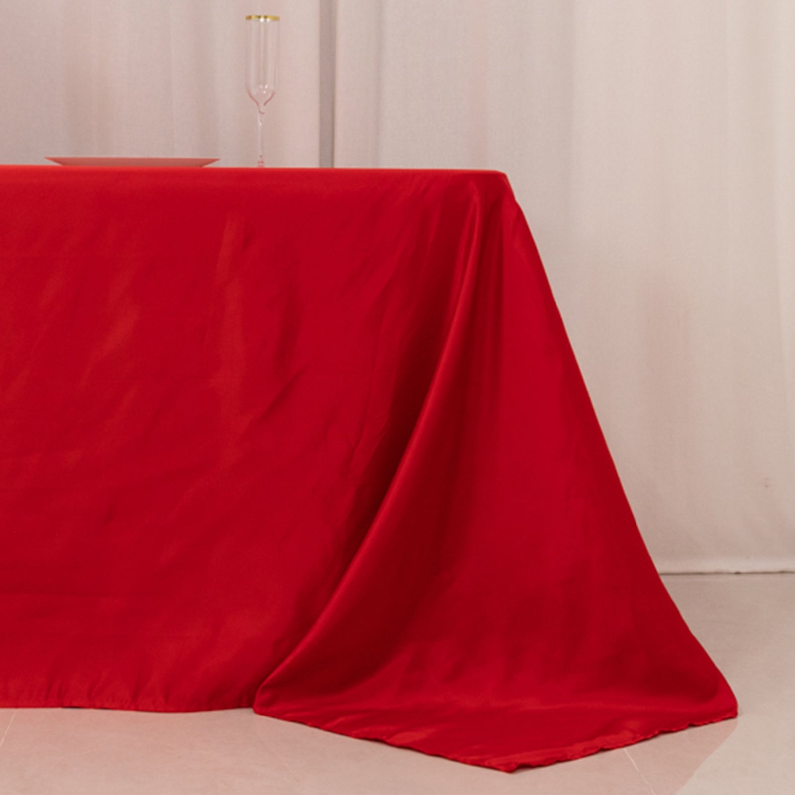 Lamour Satin 90x156 Rectangle Tablecloth Red - Luxurious, Soft Seamless Table Cover