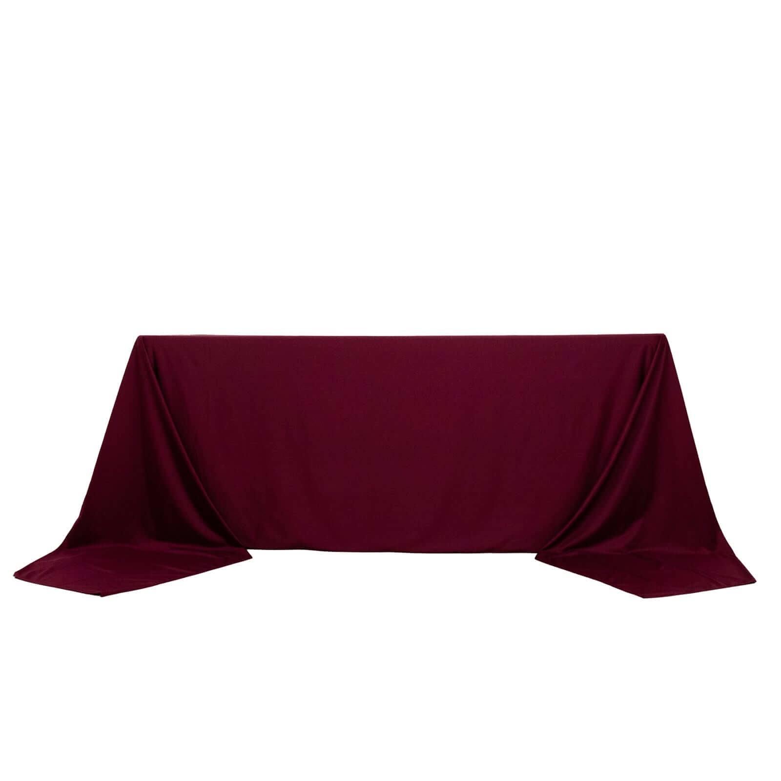 Premium Scuba Rectangular 90x156 Tablecloth Burgundy - Wrinkle Free, Stain Resistant & Seamless Table Cover