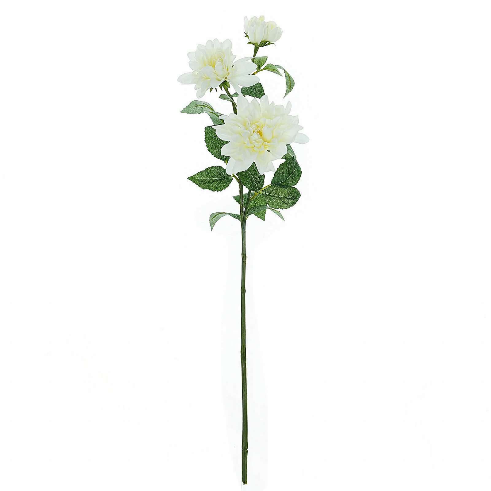 30 Tall Ivory Artificial Dahlia Silk Flower Stems, Faux Floral Spray