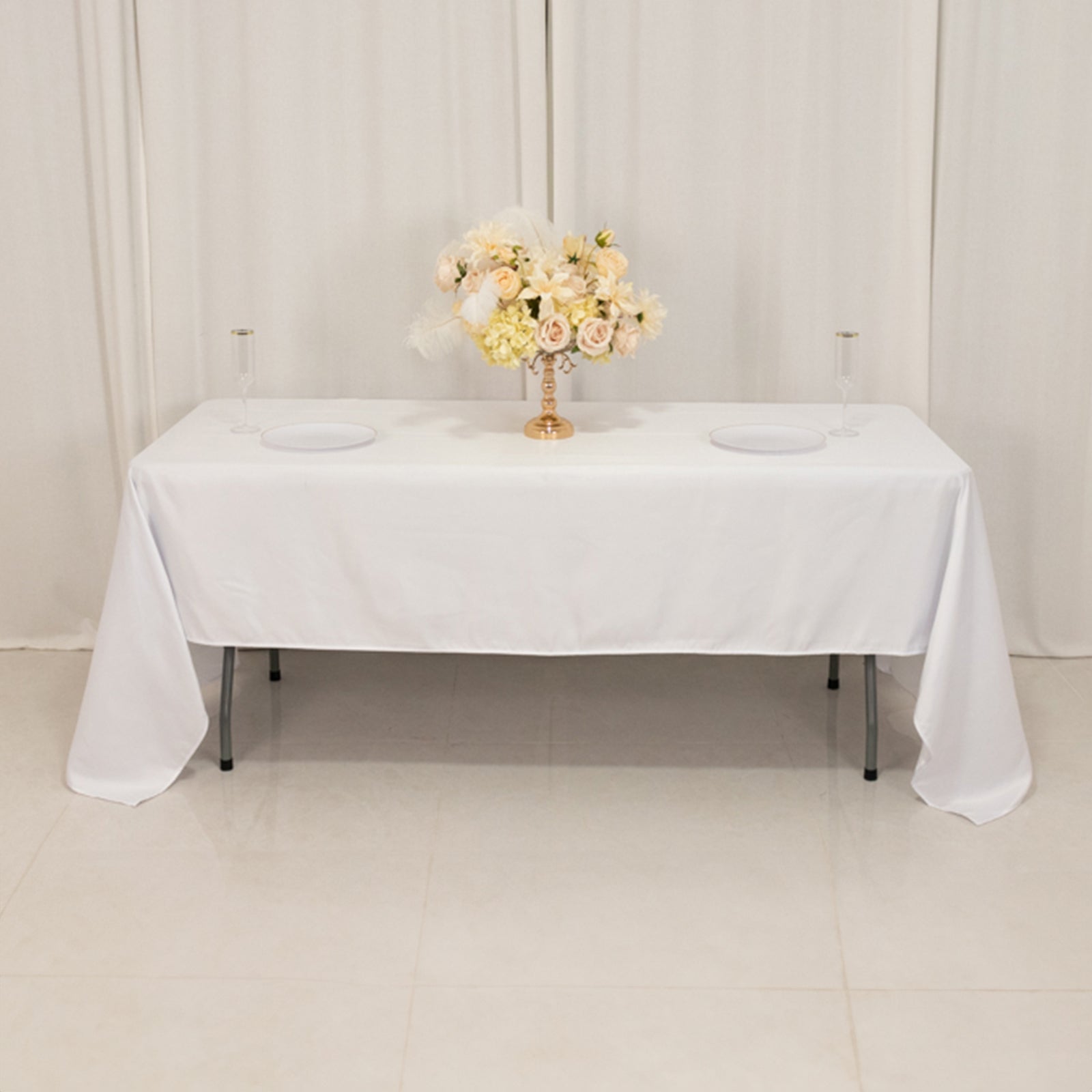 Lamour Satin 60x126 Rectangle Tablecloth White - Soft & Silk-Like Table Cover for Upscale Dining