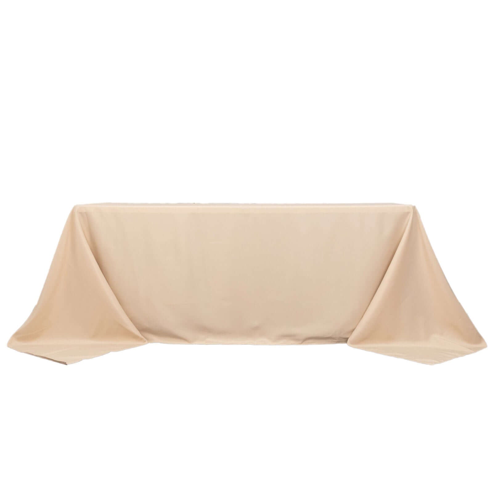 Premium Polyester 90x132 Rectangle Tablecloth Beige - Seamless 220GSM Stain-Resistant Table Cover