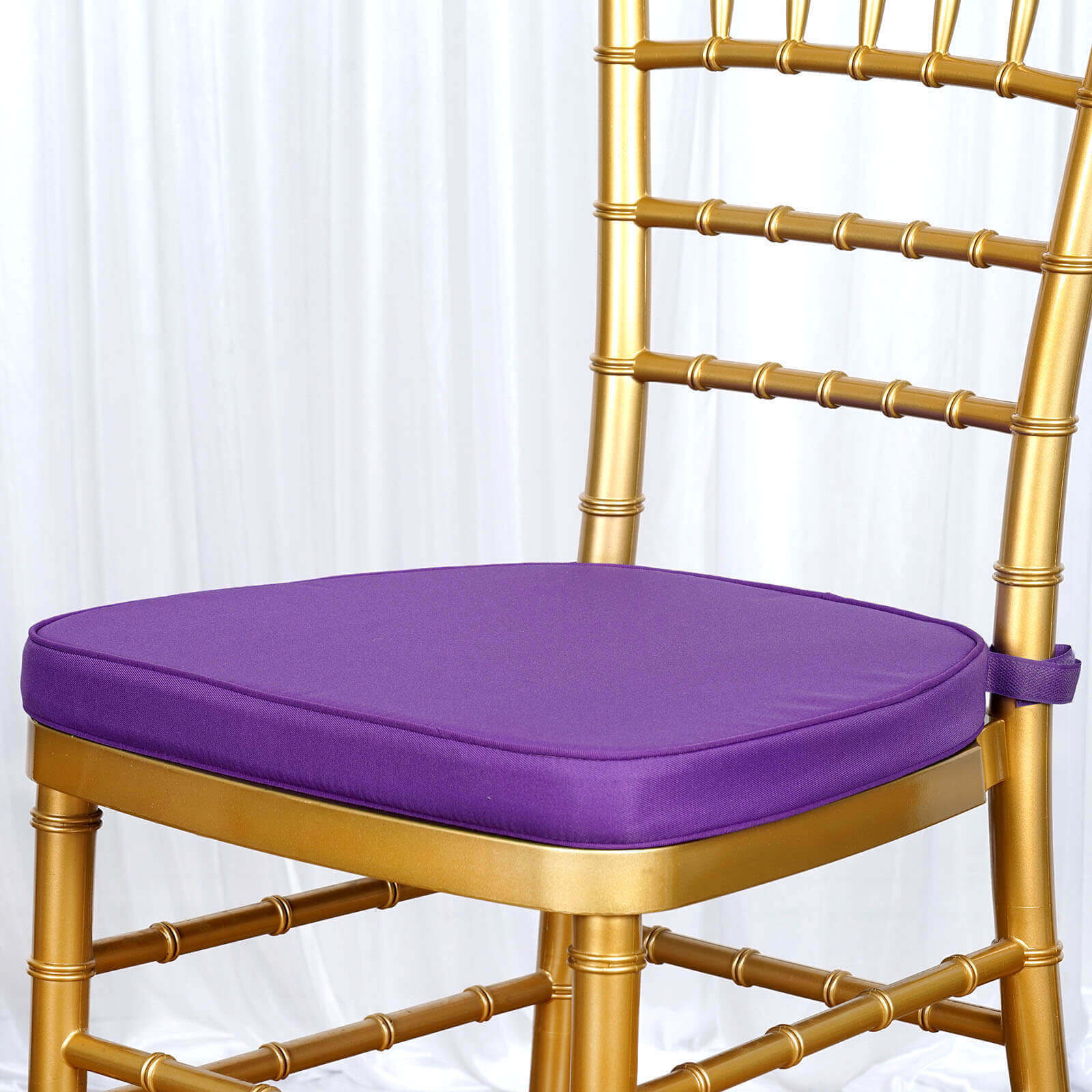 Chiavari Chair Cushion with 1.5 Thick Memory Foam and Ties Purple - Stylish Removable Cover for Comfort