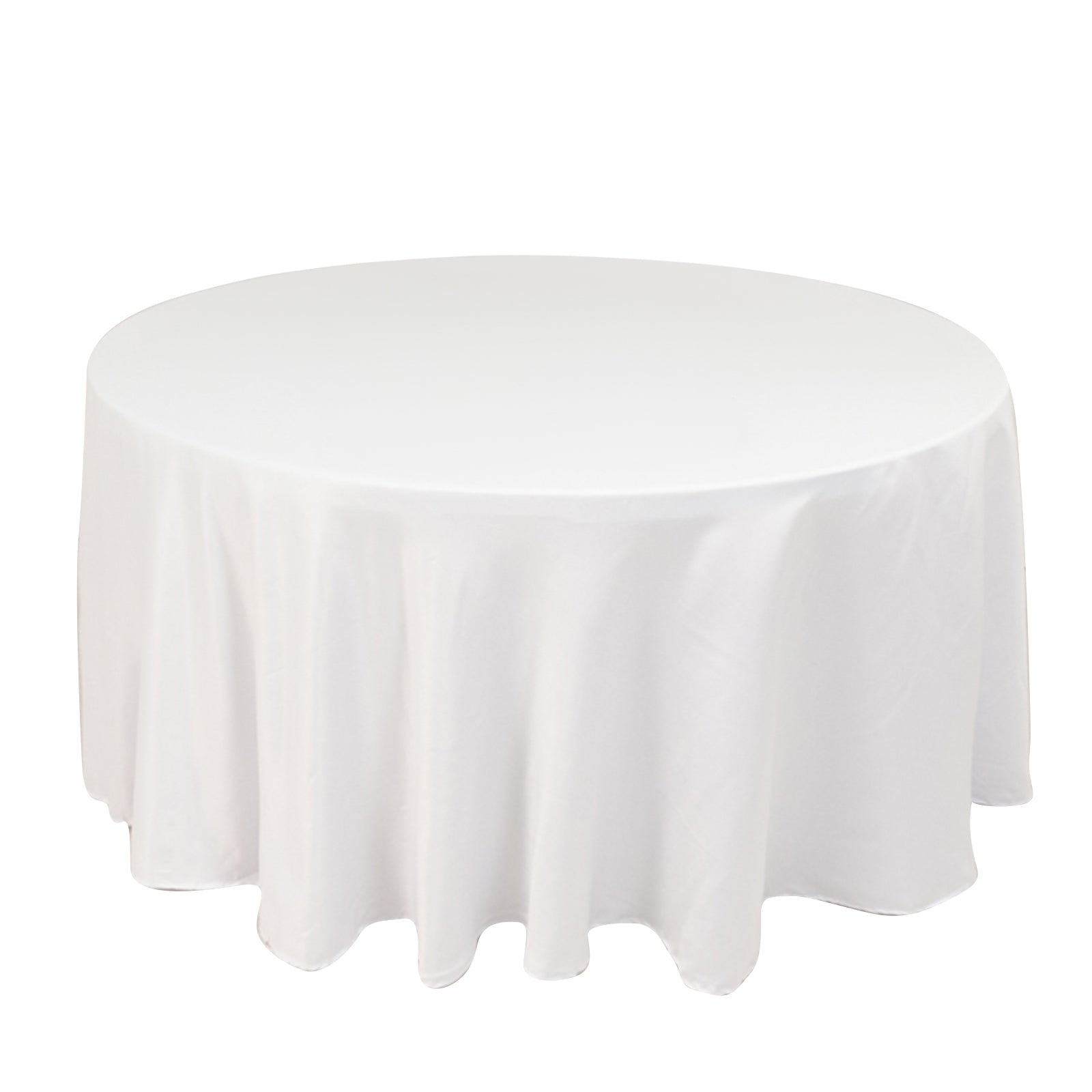 Lamour Satin 120 Round Tablecloth White - Seamless Table Cover with Soft Tempered Sheen for Upscale Gatherings