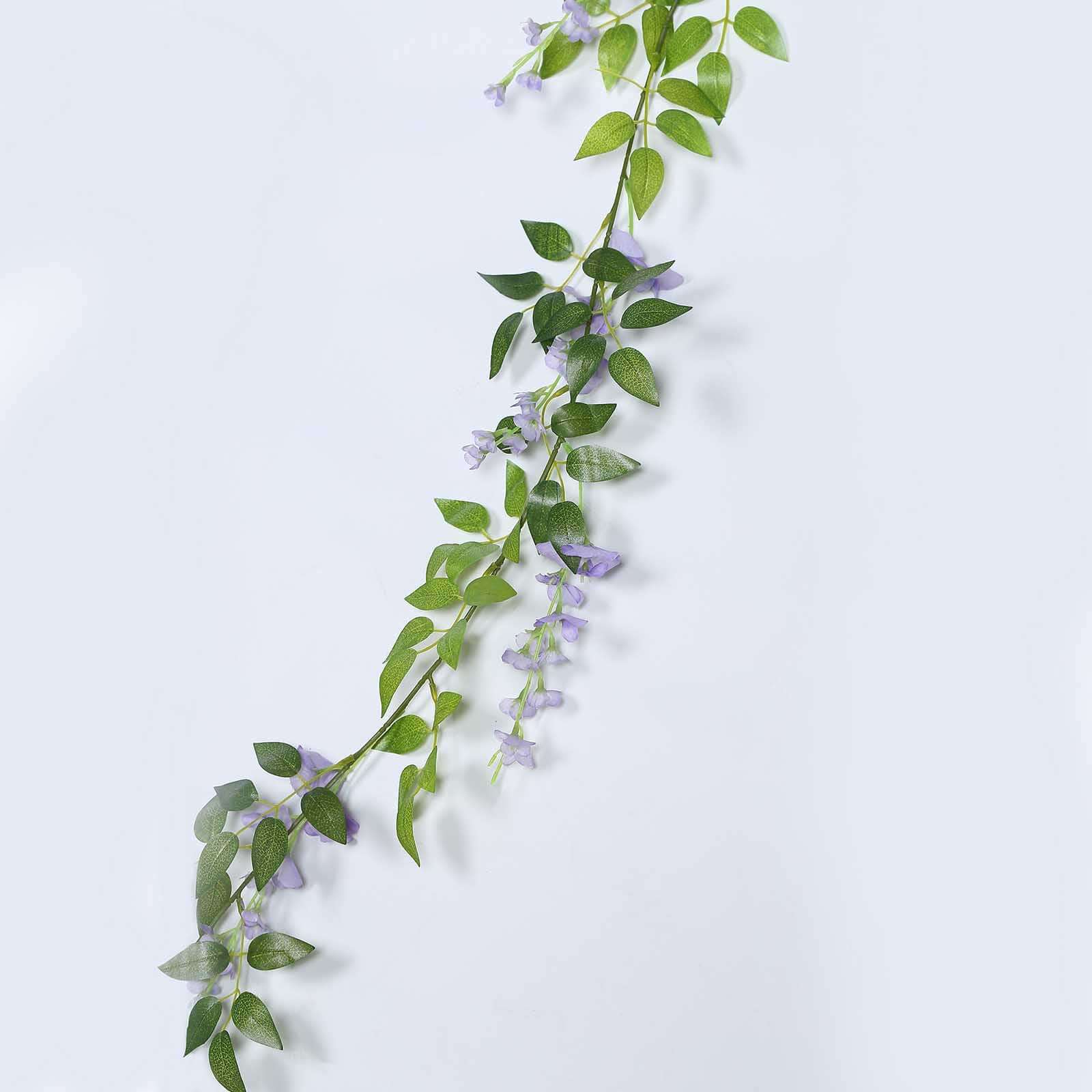 2 Pack 6ft Lavender Lilac Artificial Wisteria Flower Garland Hanging Vines, Silk Floral Garland Wedding Arch Decor