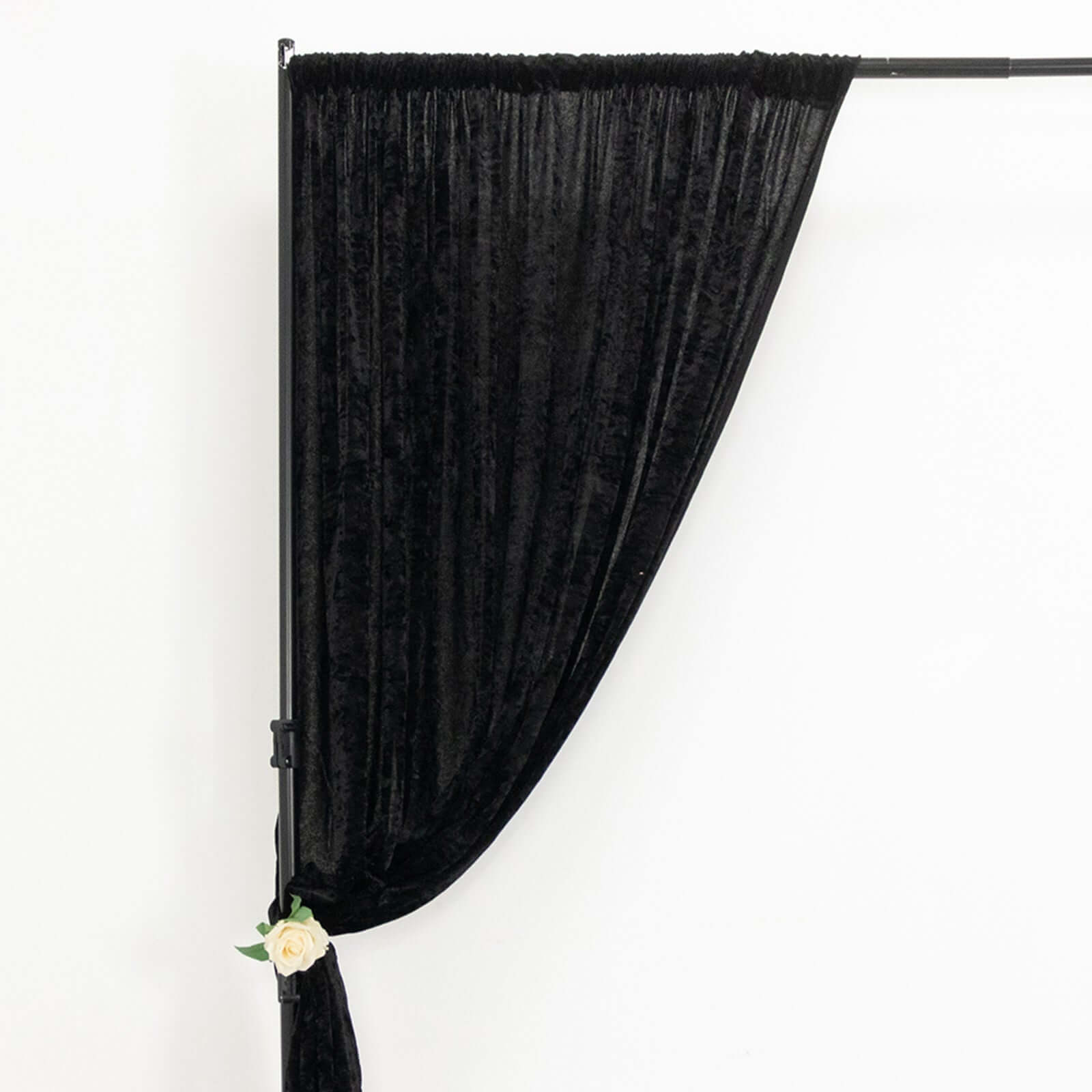 8ftx8ft Black Premium Smooth Velvet Event Curtain Drapes, Privacy Backdrop Event Panel with Rod Pocket