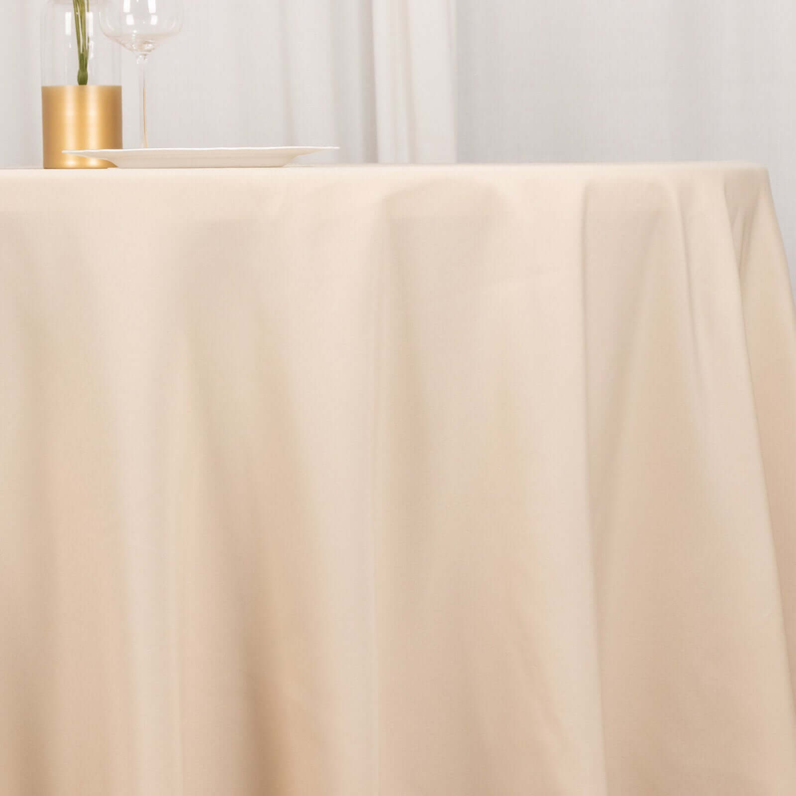 Premium Polyester 54x54 Table Overlay Square Tablecloth Beige - Stain and Wrinkle-Resistant 220GSM Table Topper