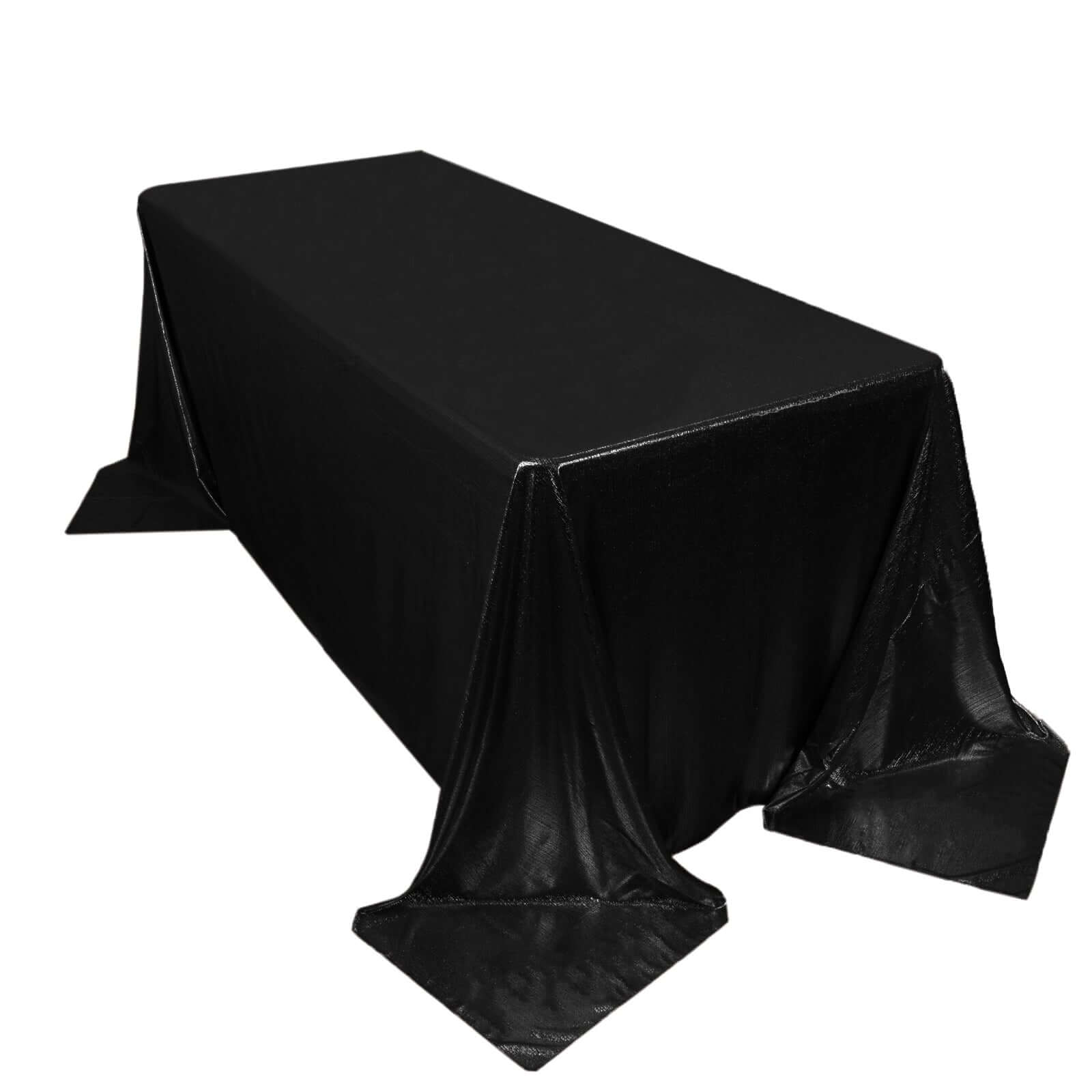 Sequin Dots Polyester 90x132 Rectangle Tablecloth Shimmering Black - Seamless, Glittering & Wrinkle Free Table Cover