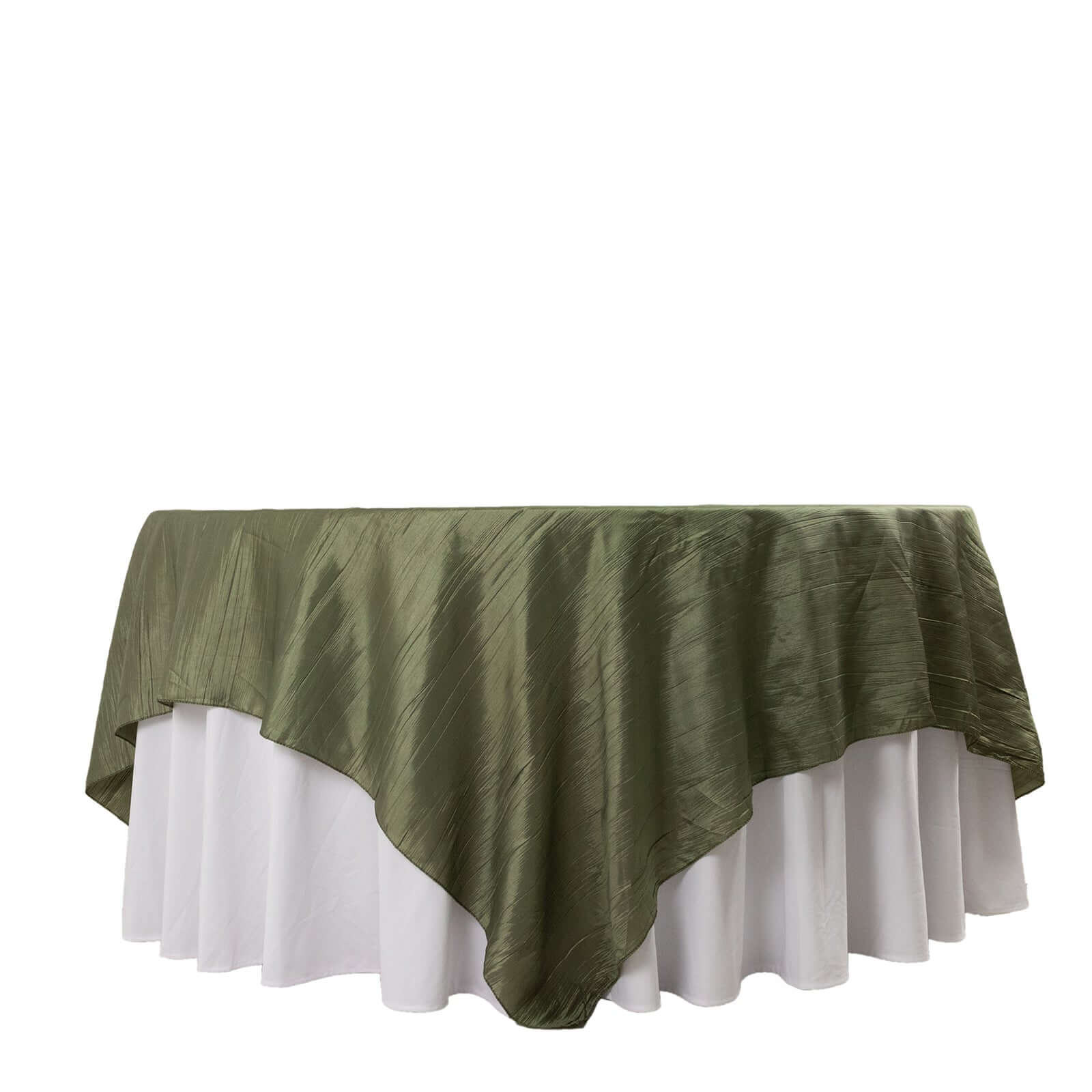 Taffeta 90x90 Table Overlay Square Tablecloth Dusty Sage Green - Accordion Crinkle Table Cover