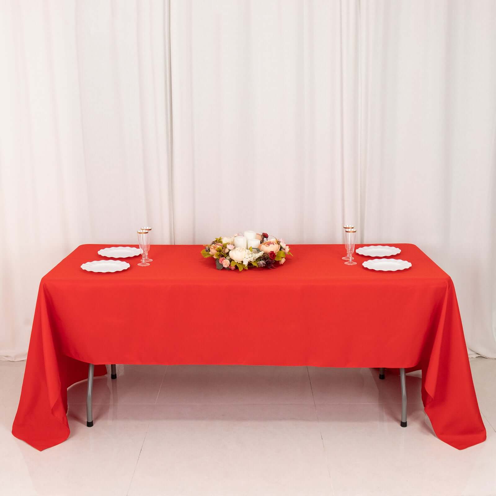 Premium Polyester 60x126 Rectangle Tablecloth Red - Stain-Resistant 220GSM Finish Table Cover